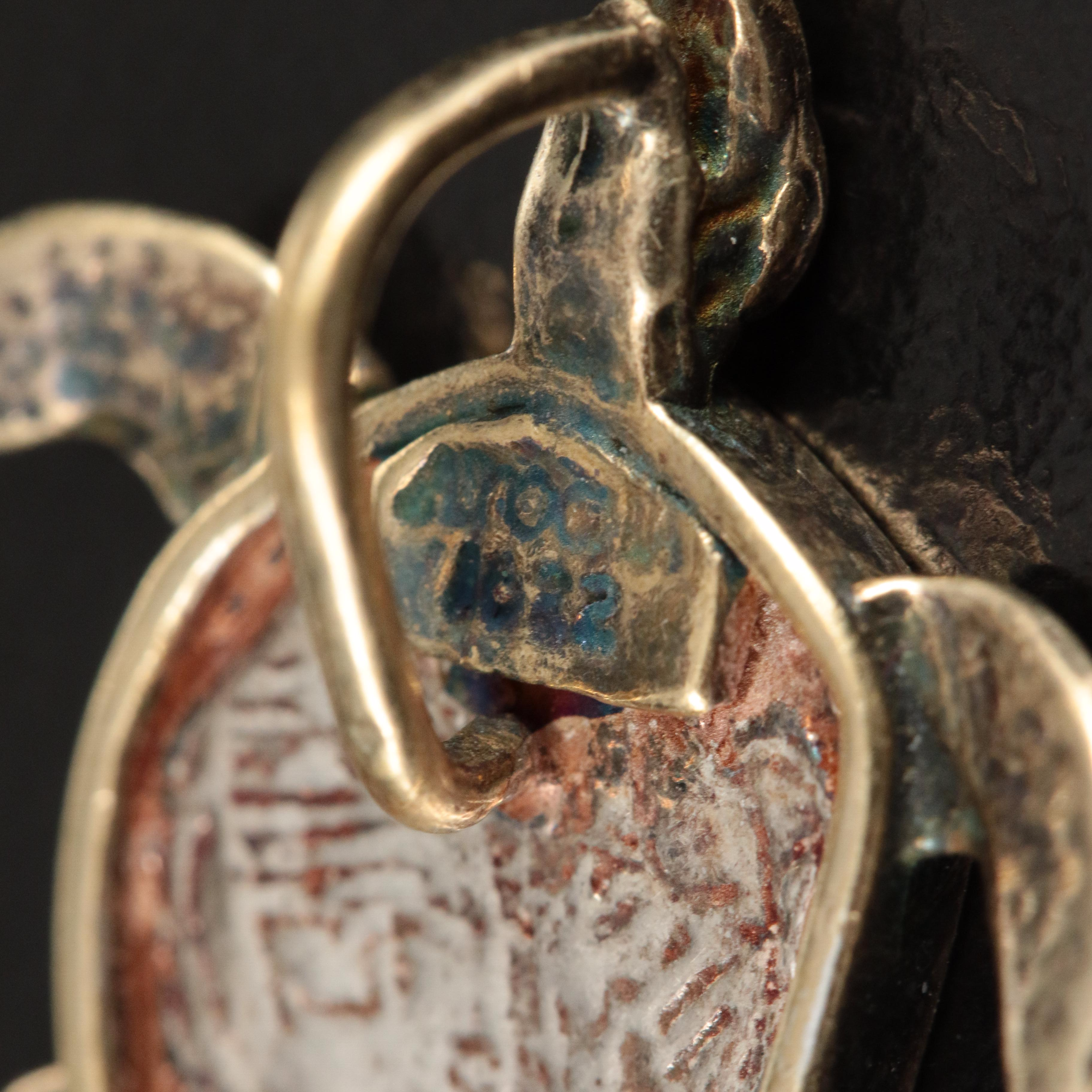 Sterling Sea Turtle Pendant Frame with Spanish Colonial Silver Cob Coin