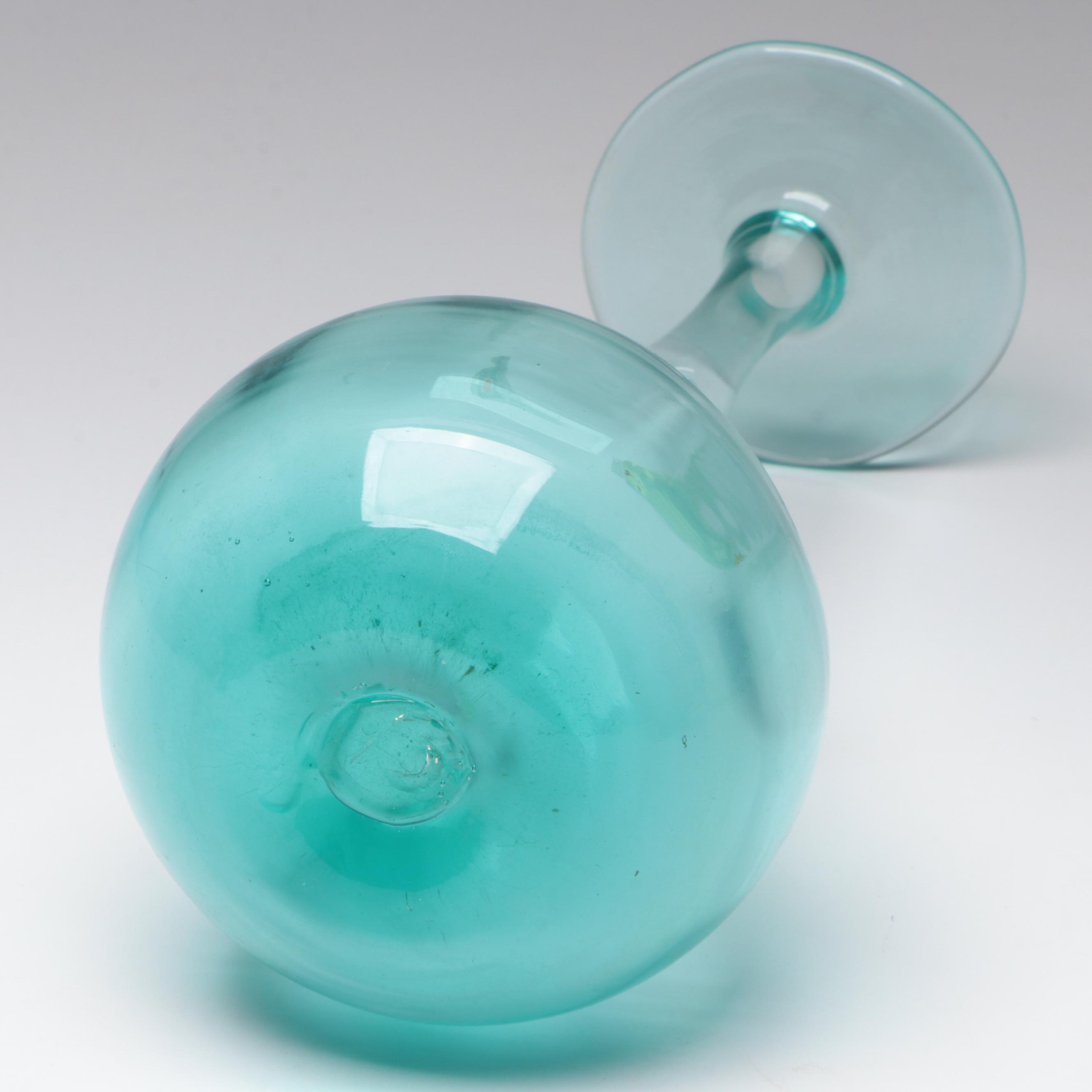 Blenko Glass Vase with Viking and Other Glass Bowls