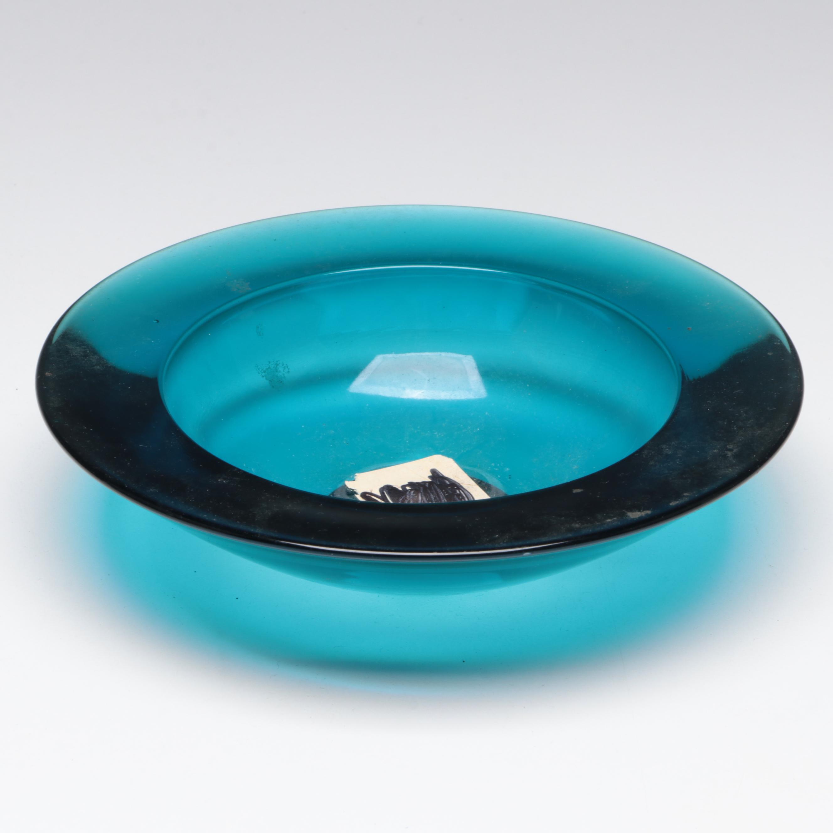 Blenko Glass Vase with Viking and Other Glass Bowls