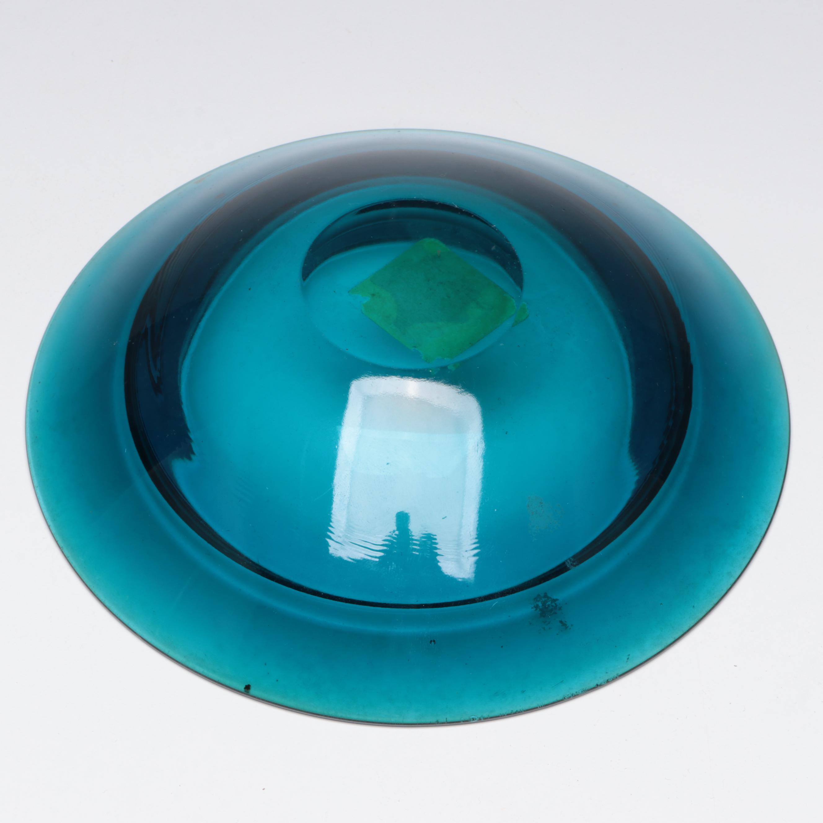 Blenko Glass Vase with Viking and Other Glass Bowls