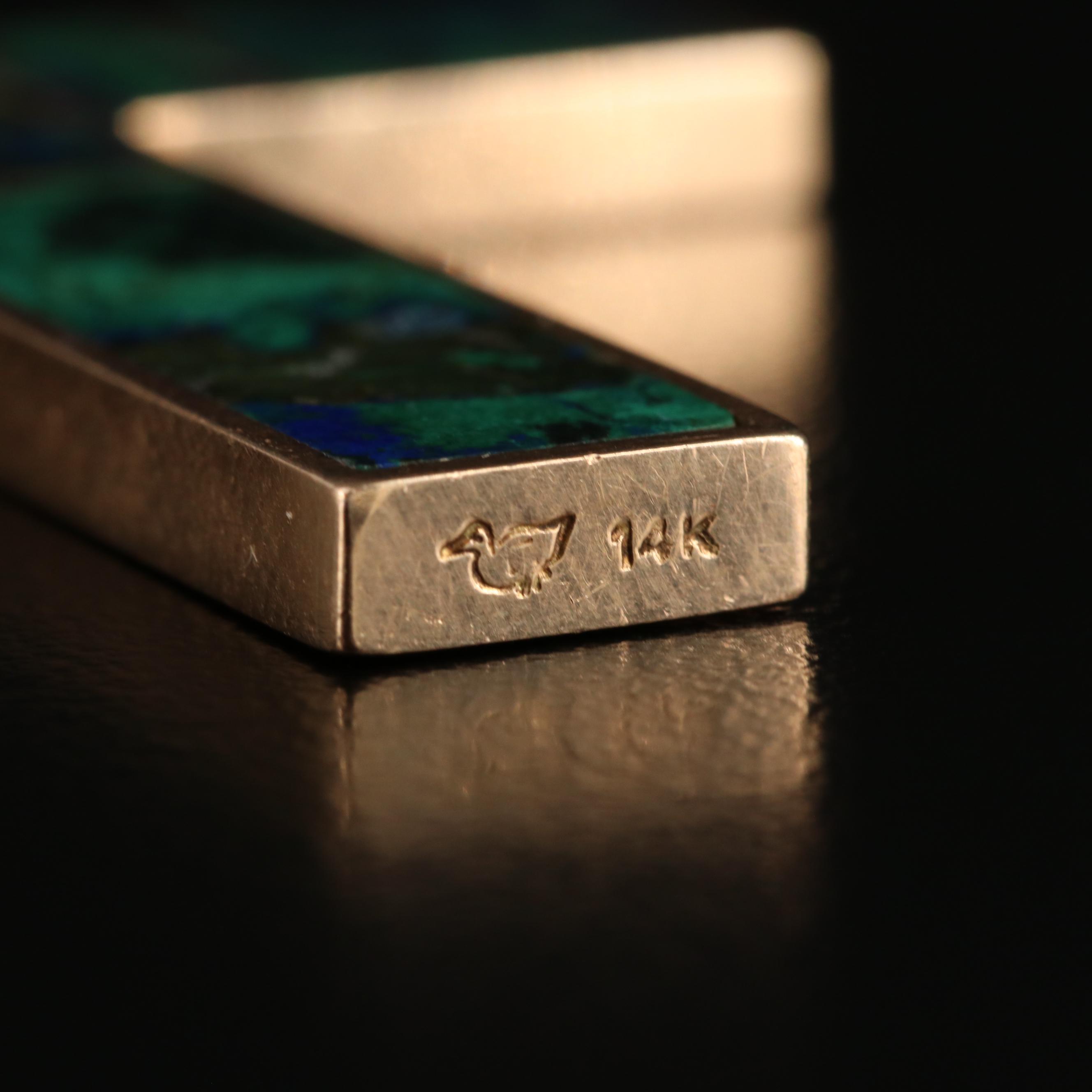 Vintage 14K Azurmalachite Cross Pendant