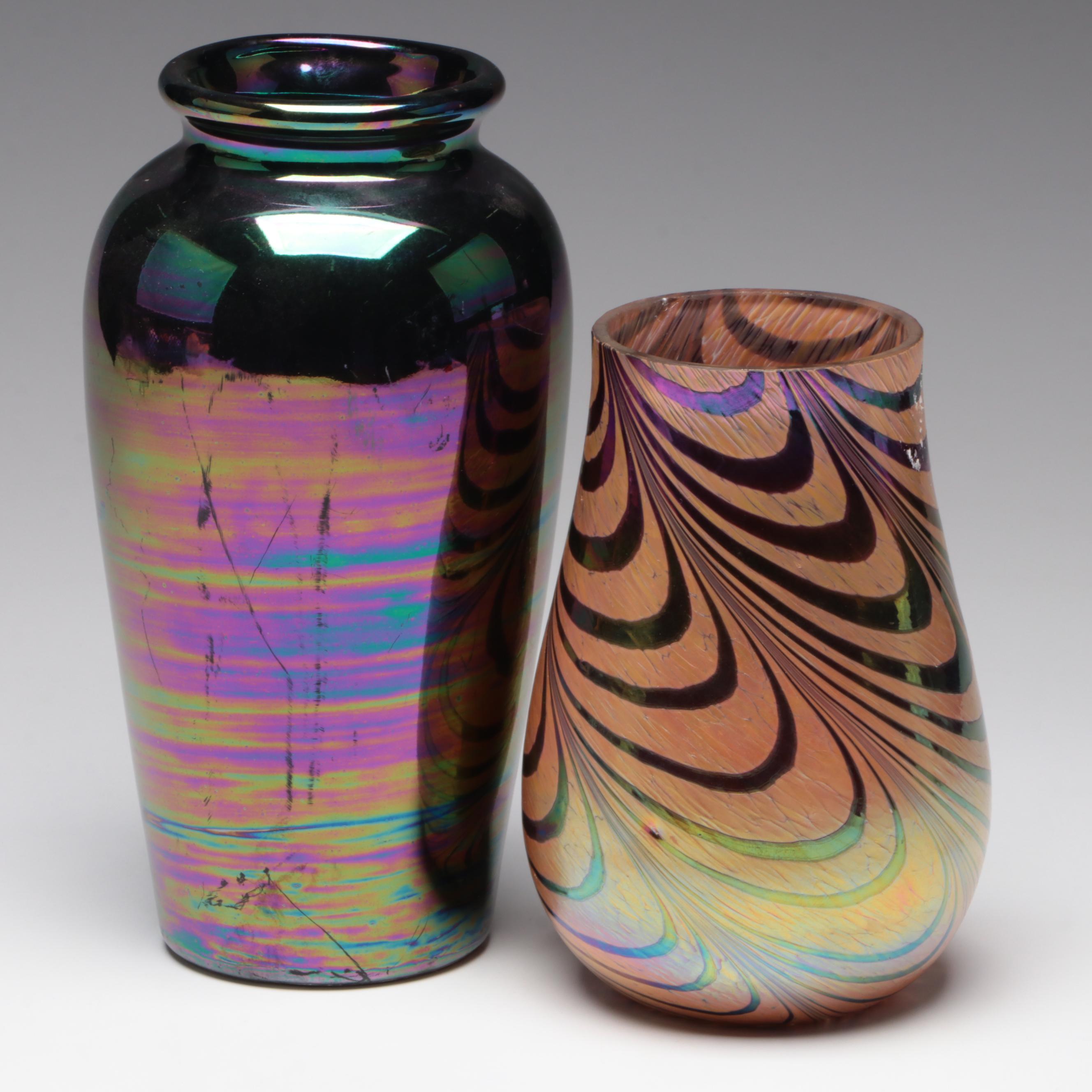 High Gloss Ceramic Vase with Other Striped Pattern Glass Vase