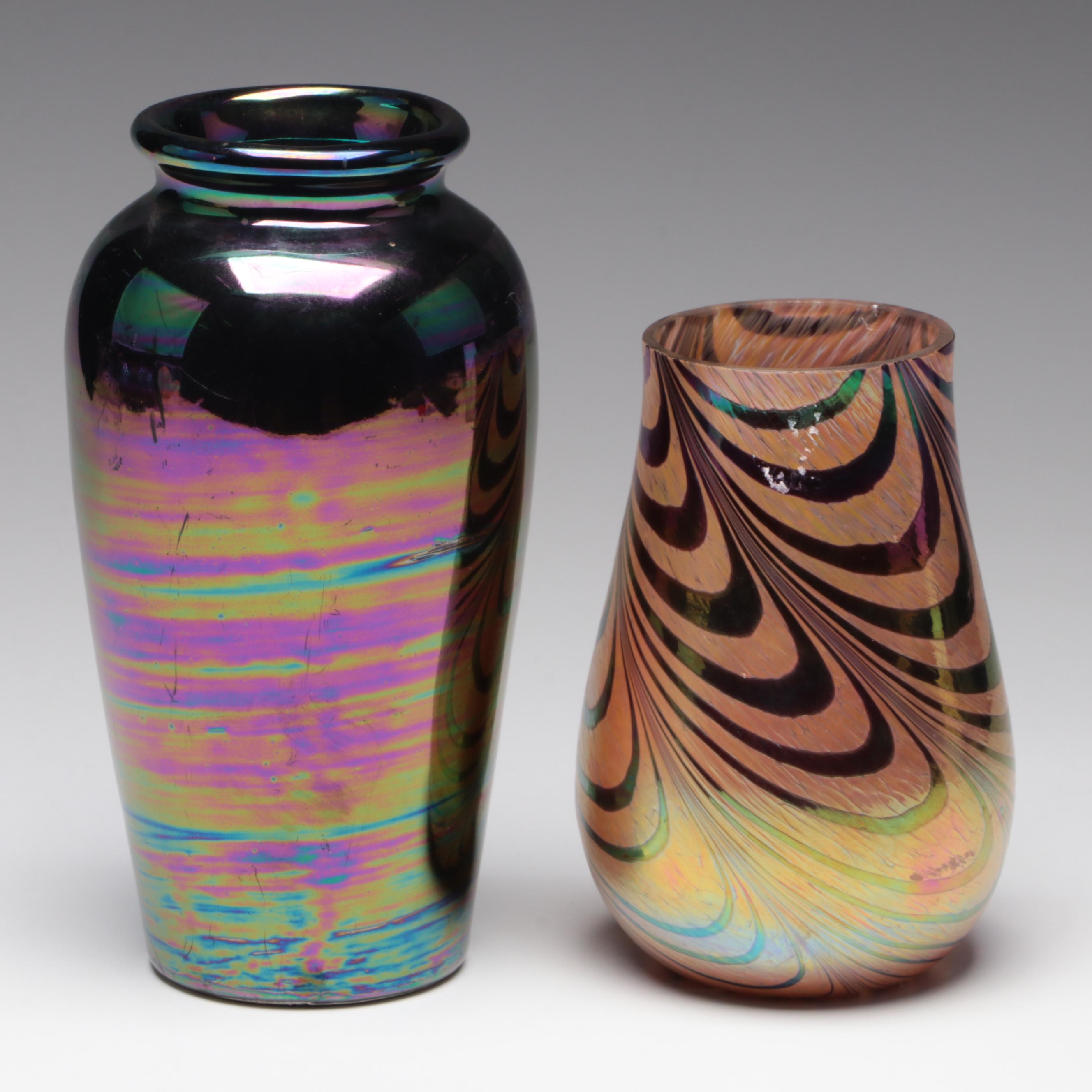 High Gloss Ceramic Vase with Other Striped Pattern Glass Vase