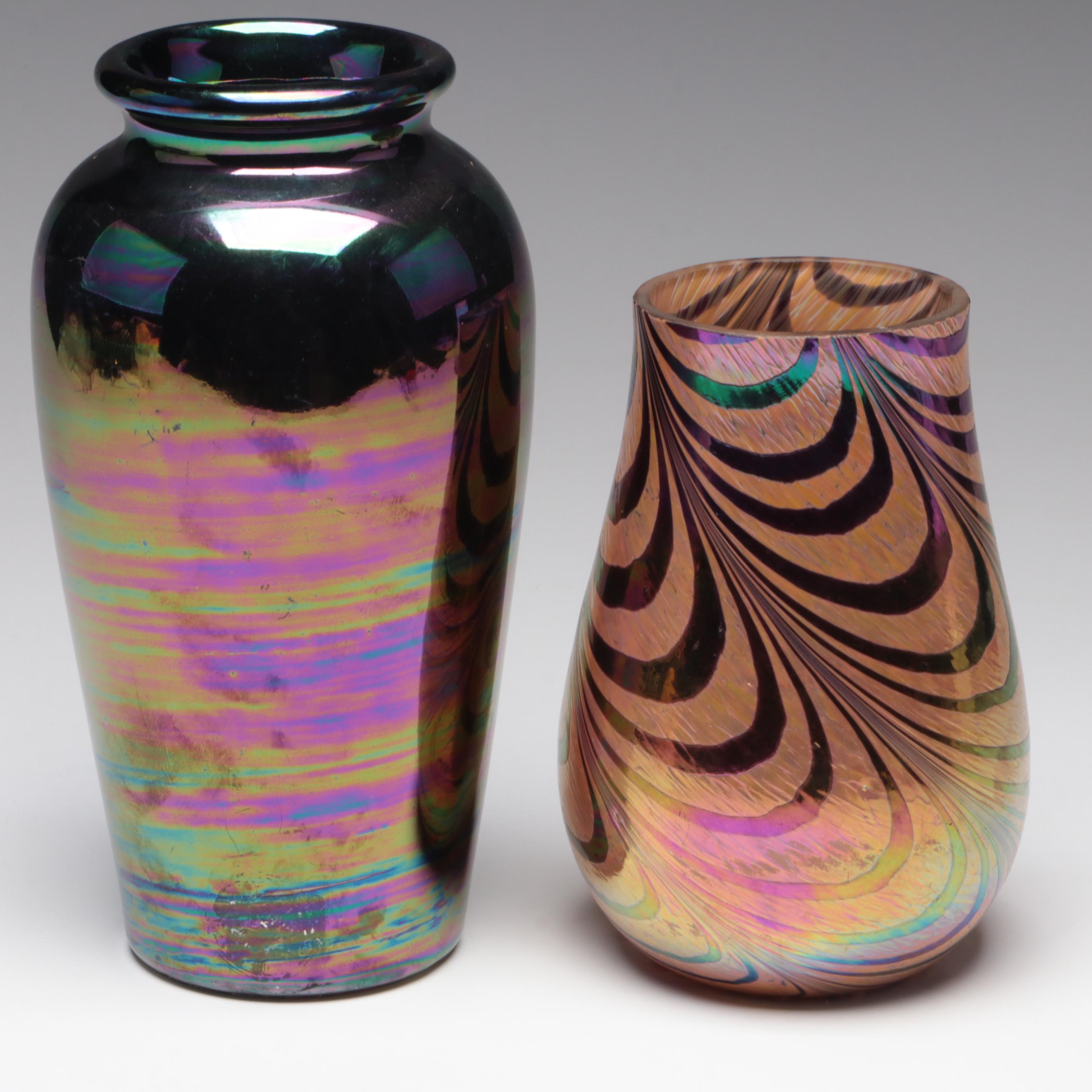 High Gloss Ceramic Vase with Other Striped Pattern Glass Vase