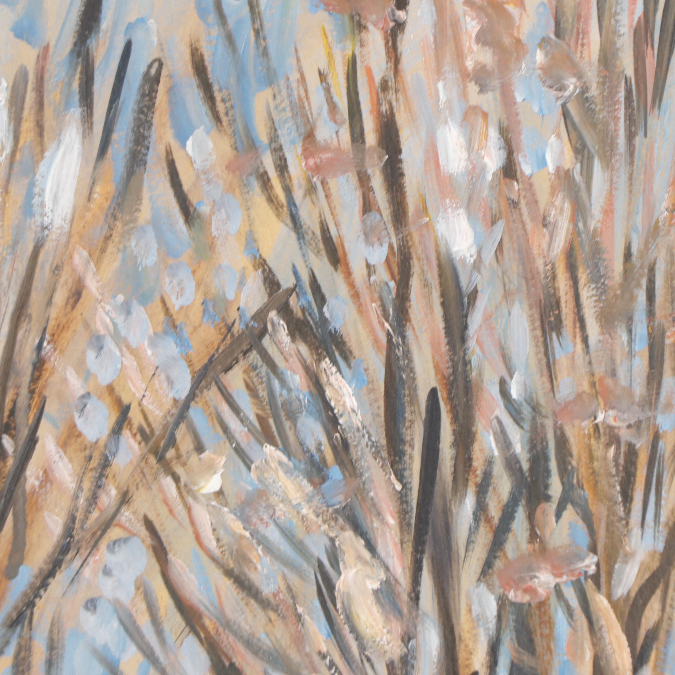 Oil Painting of Snowy Residential Landscape, 20th Century