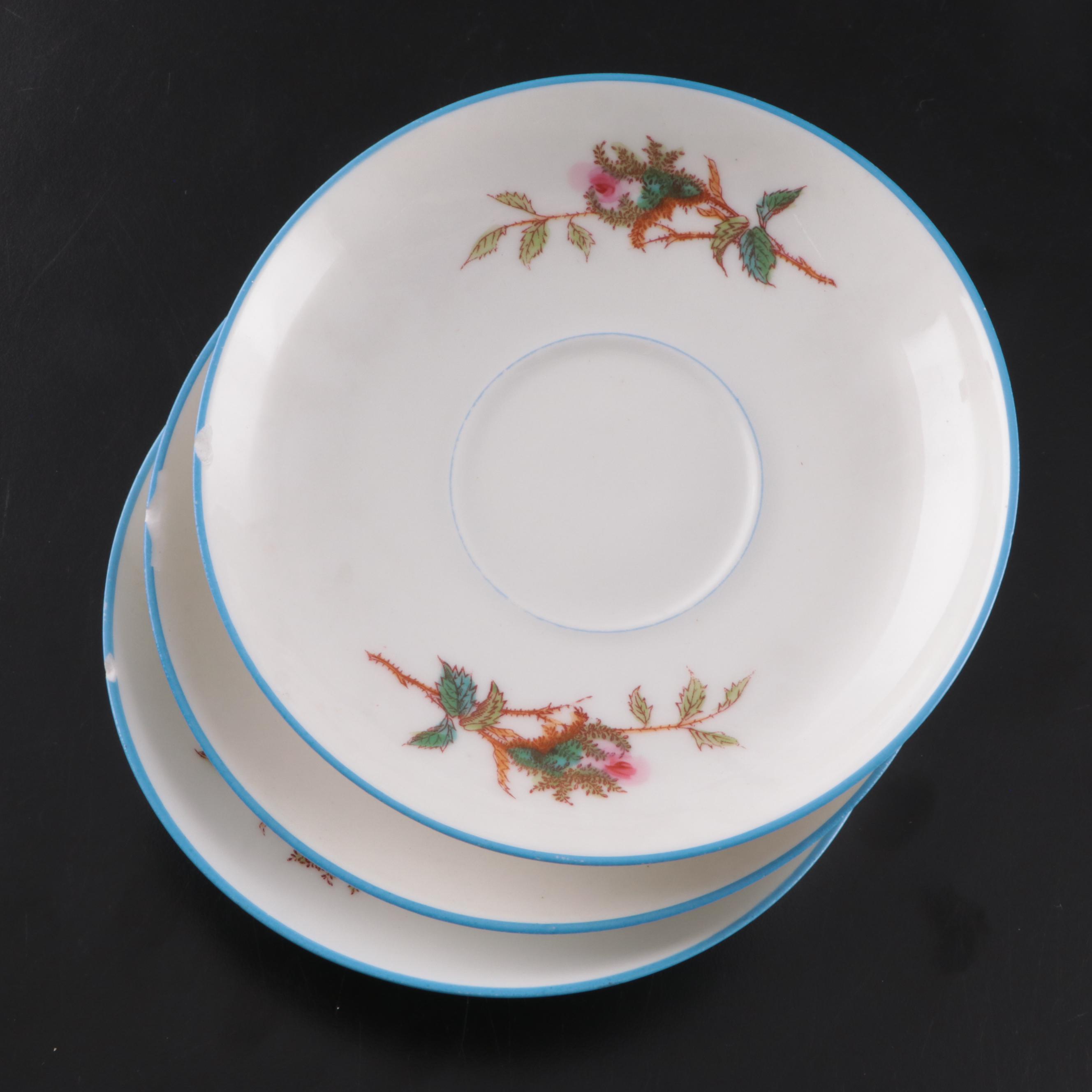 Haviland "Moss Rose Blue Trim" Coffee Pot with Other Porcelain Dinnerware