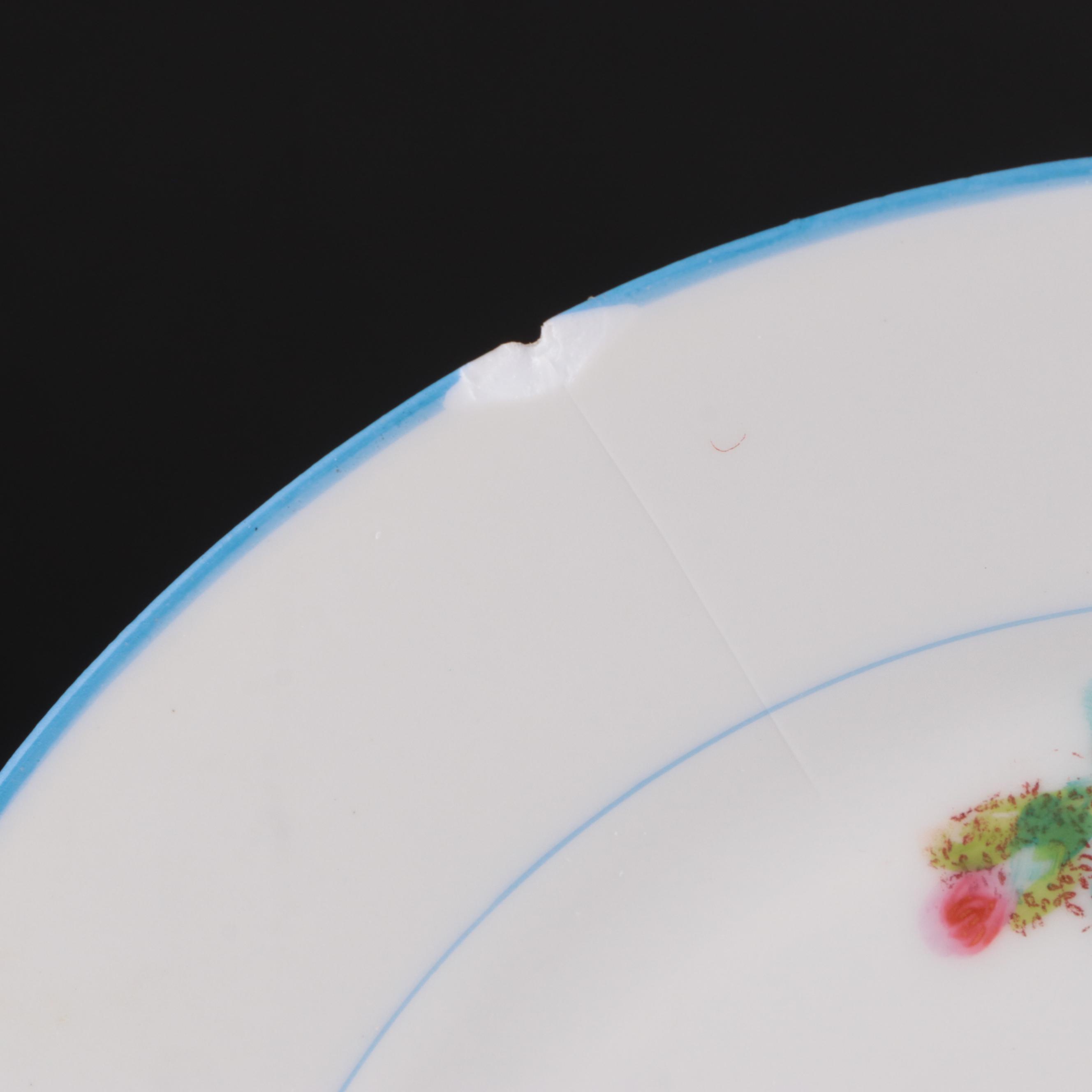 Haviland "Moss Rose Blue Trim" Coffee Pot with Other Porcelain Dinnerware