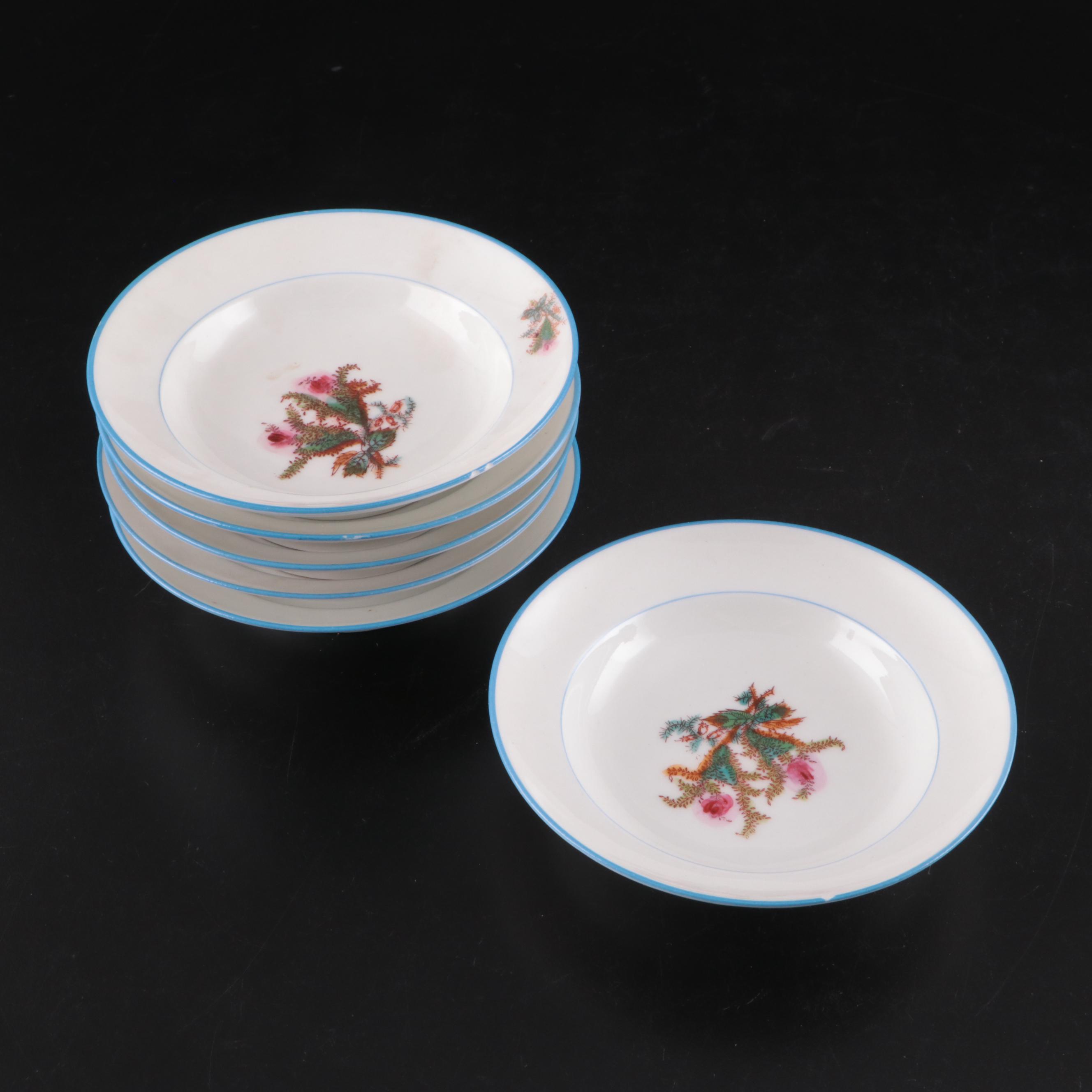 Haviland "Moss Rose Blue Trim" Coffee Pot with Other Porcelain Dinnerware