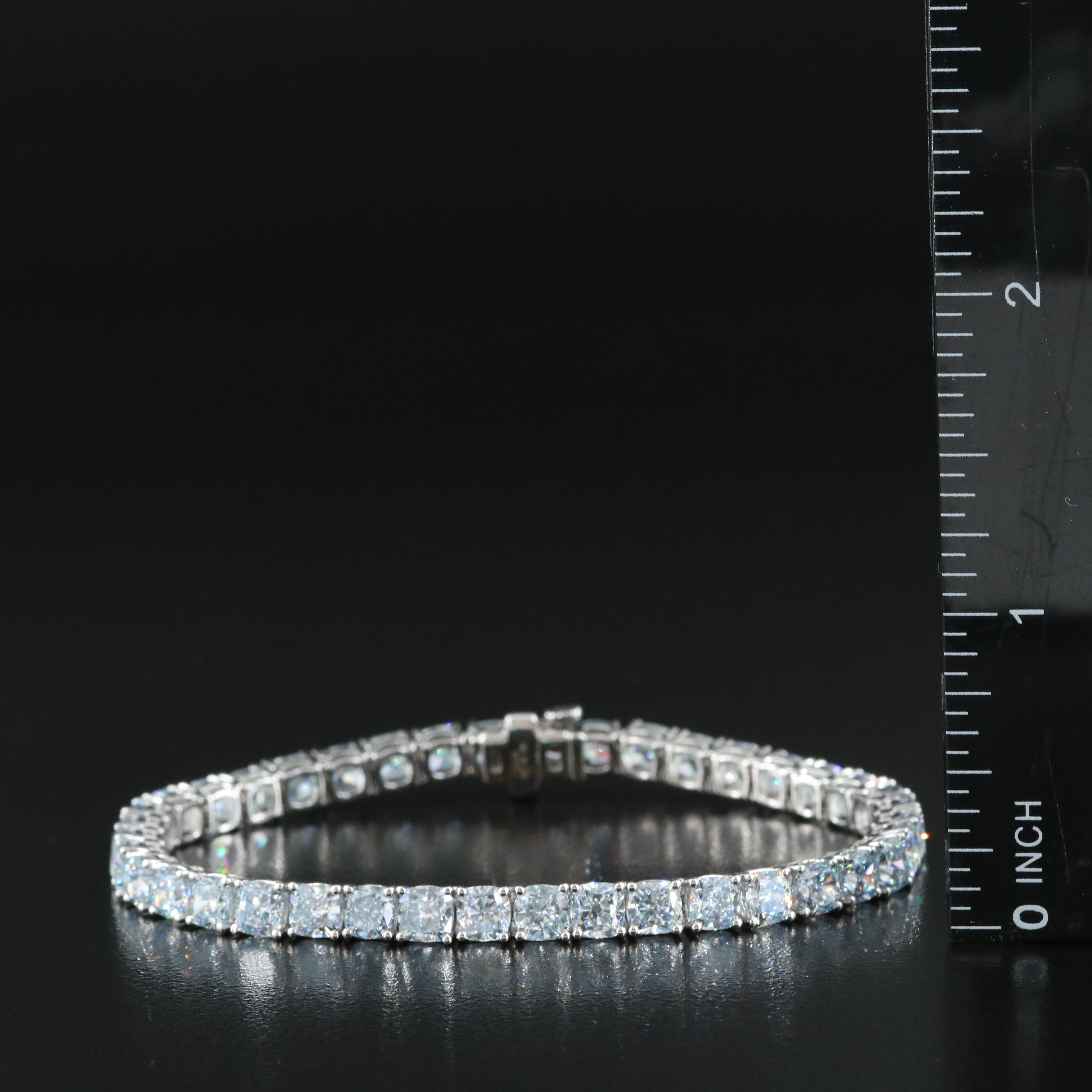 14K 20.75 CTW Lab Grown Fancy Blue Diamond Line Bracelet