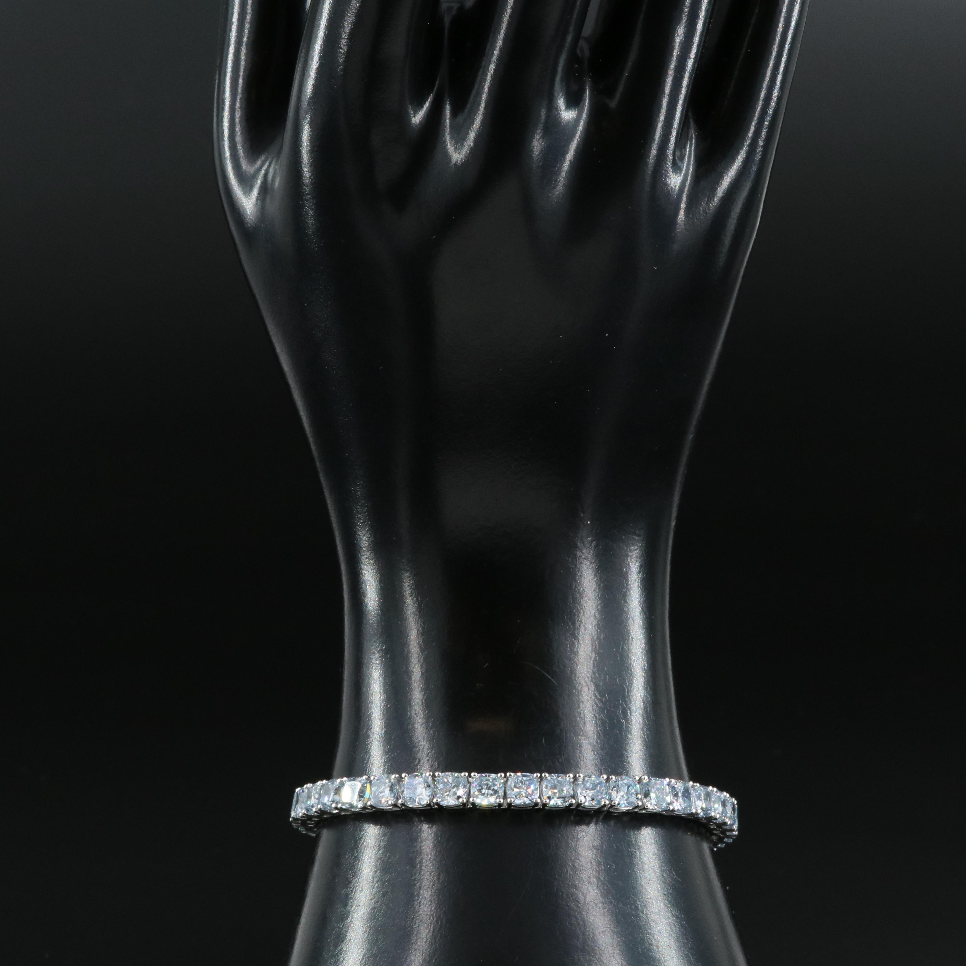 14K 20.75 CTW Lab Grown Fancy Blue Diamond Line Bracelet