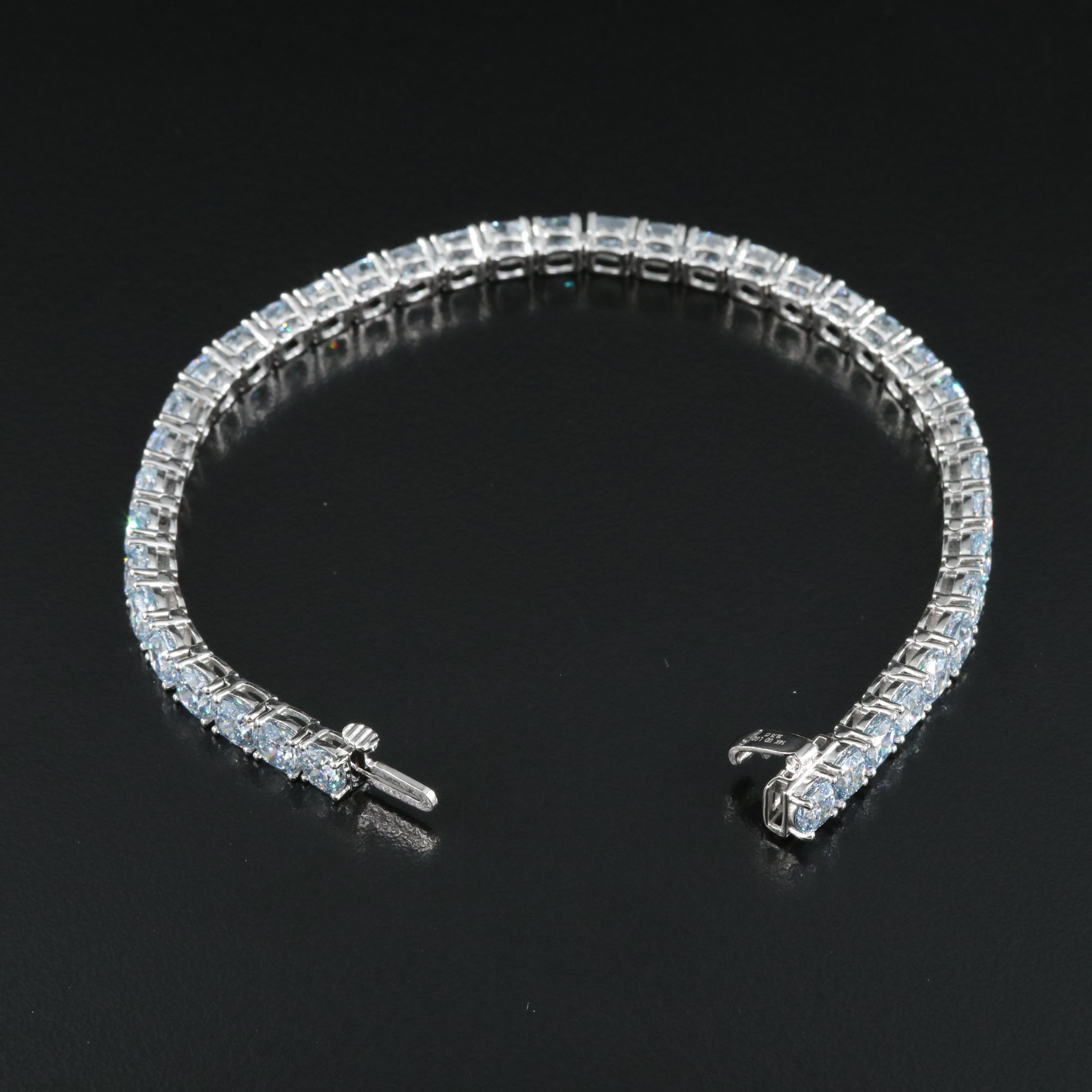 14K 20.75 CTW Lab Grown Fancy Blue Diamond Line Bracelet