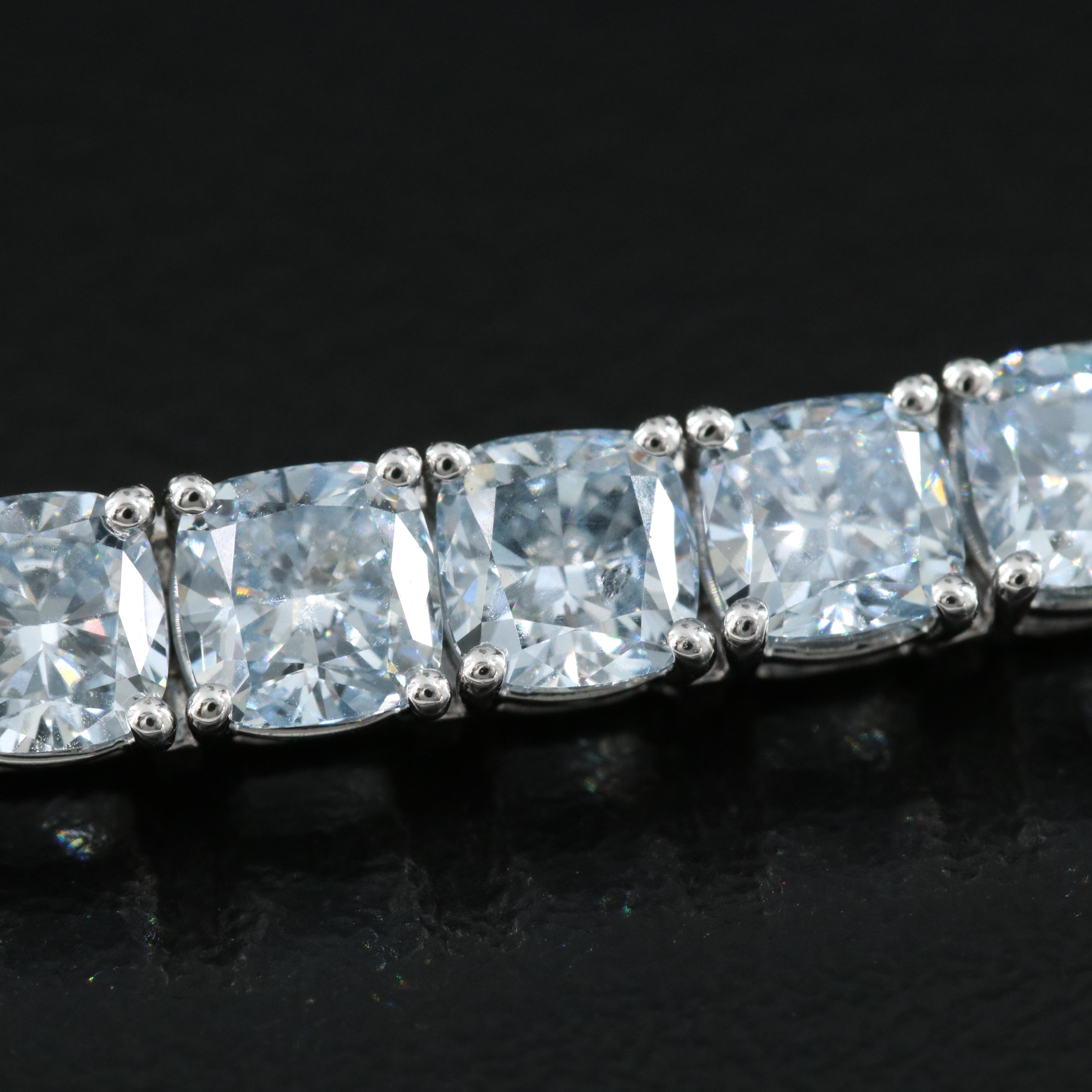 14K 20.75 CTW Lab Grown Fancy Blue Diamond Line Bracelet