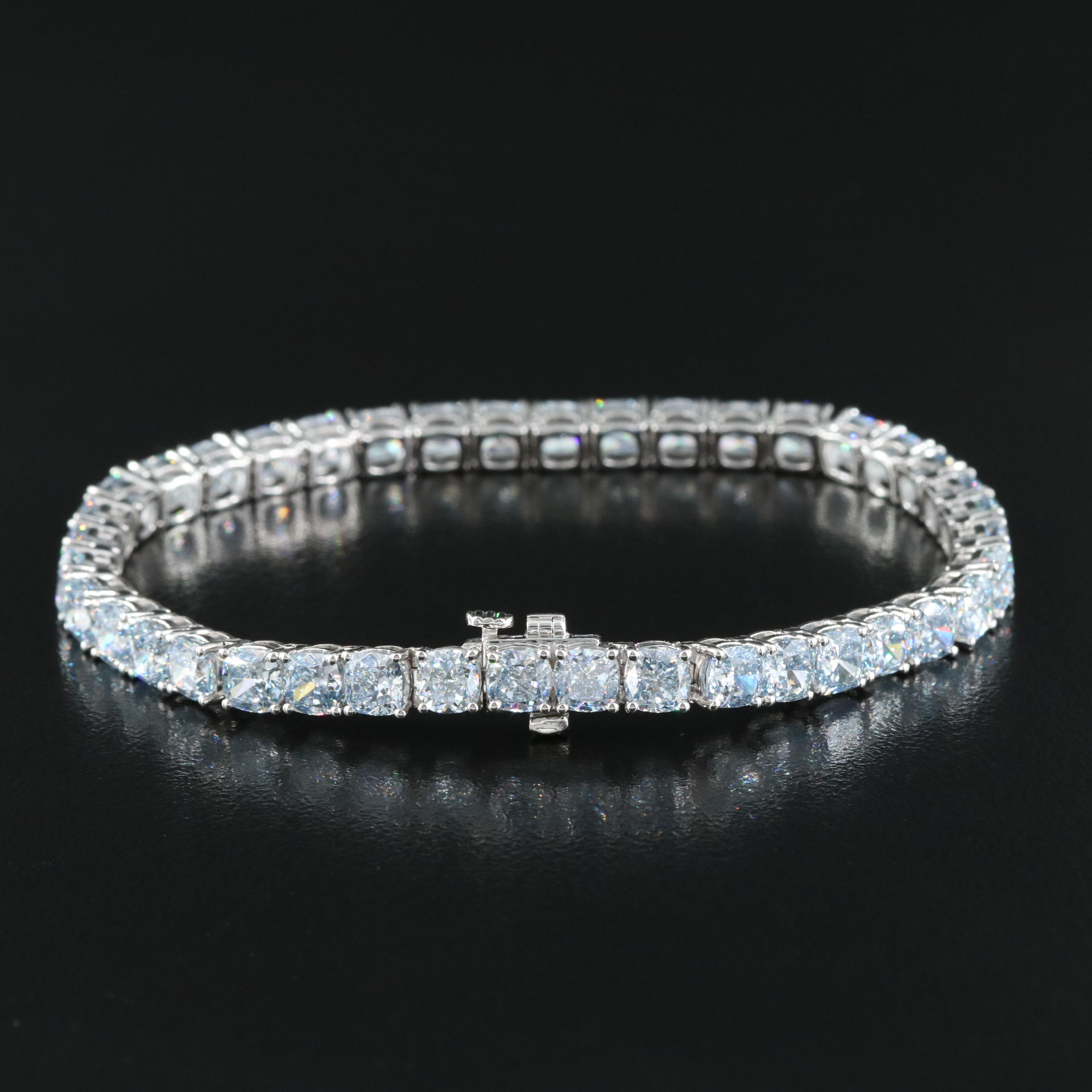 14K 20.75 CTW Lab Grown Fancy Blue Diamond Line Bracelet