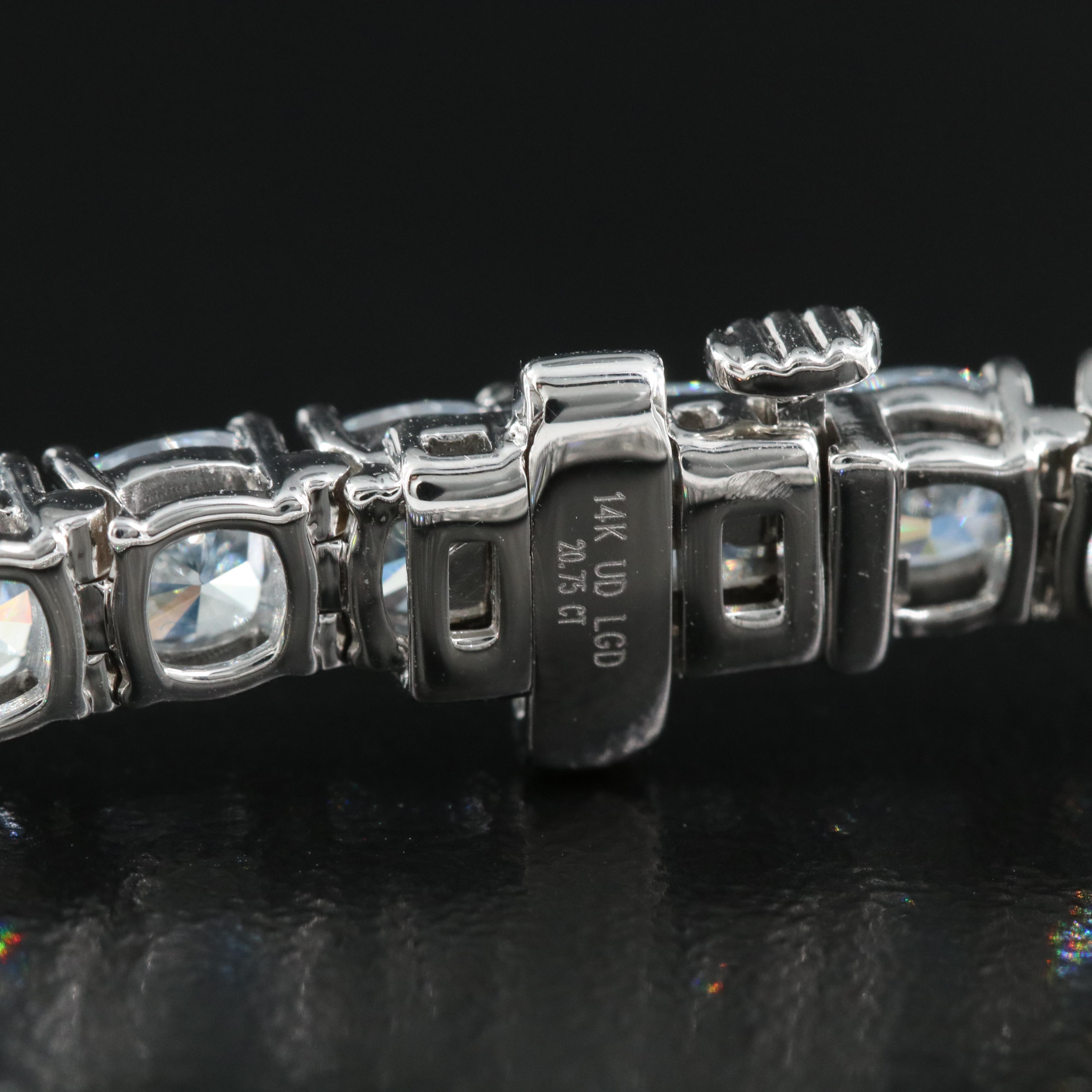 14K 20.75 CTW Lab Grown Fancy Blue Diamond Line Bracelet