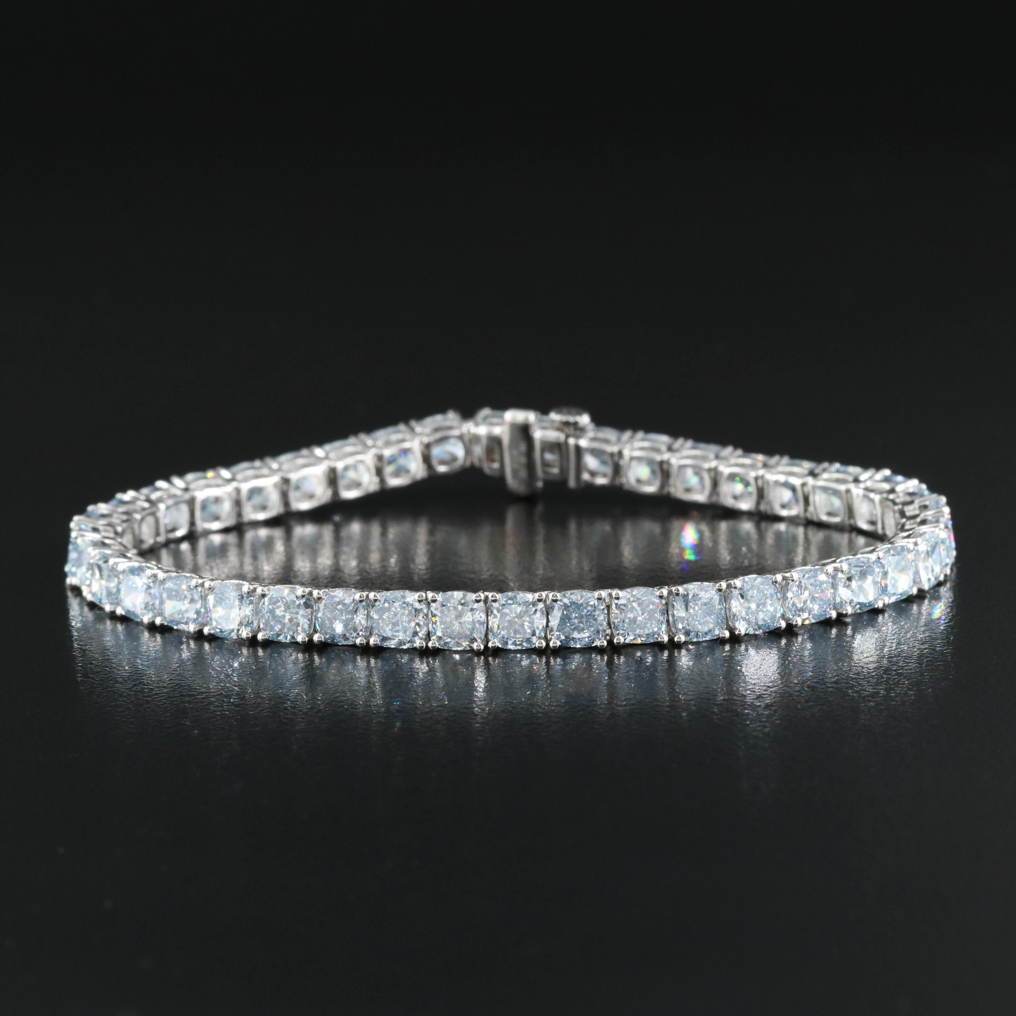 14K 18.00 CTW Lab Grown Fancy Blue Diamond Line Bracelet
