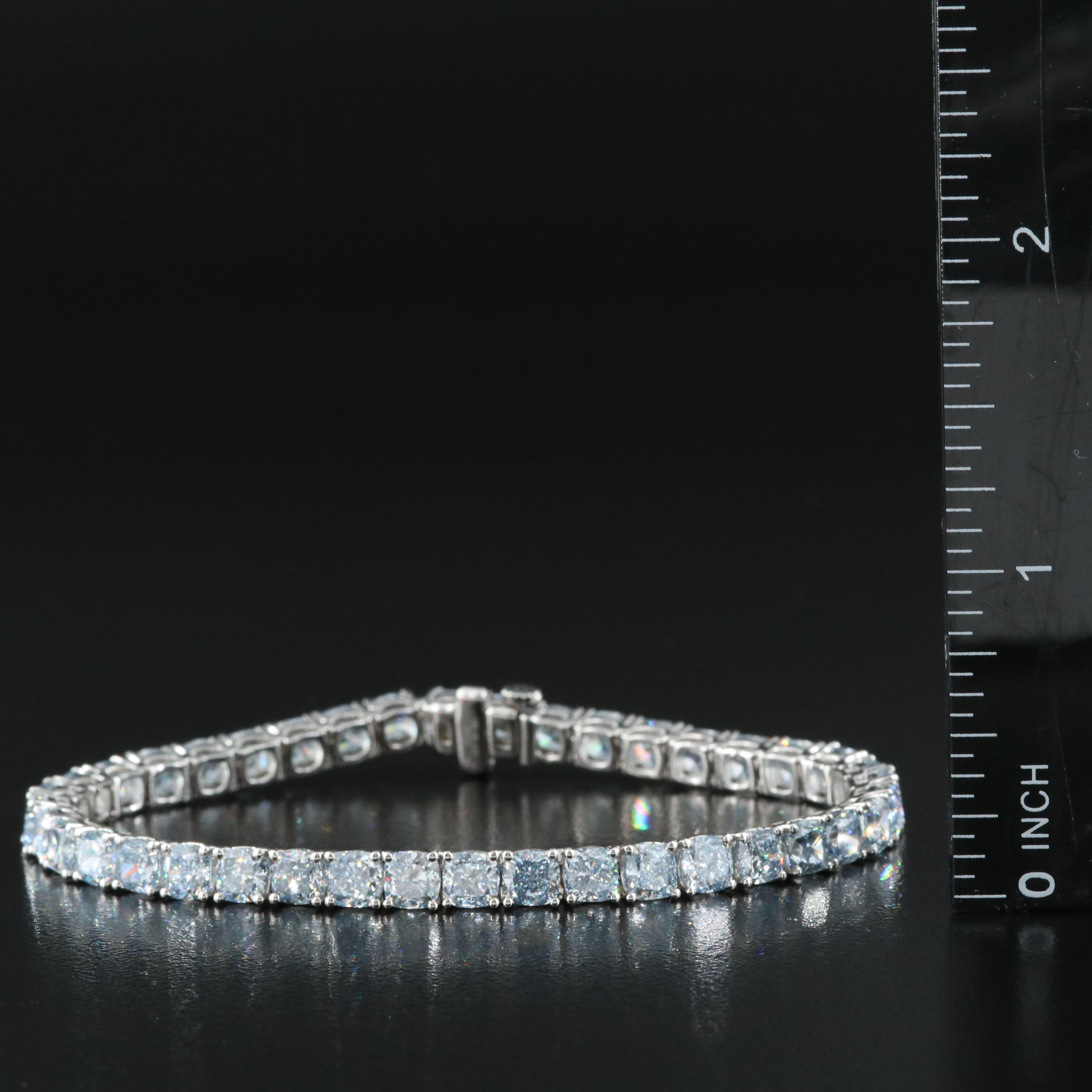 14K 18.00 CTW Lab Grown Fancy Blue Diamond Line Bracelet