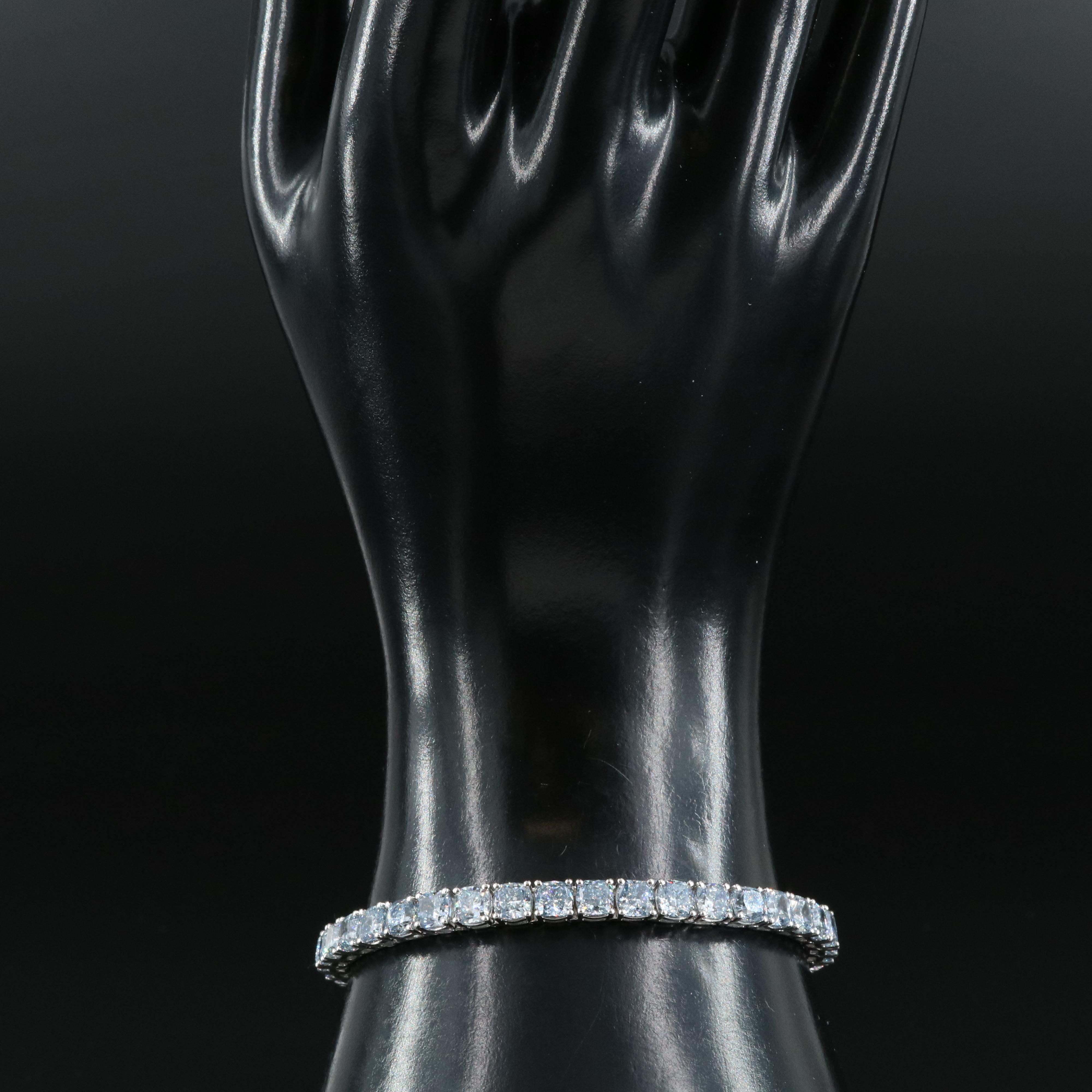 14K 18.00 CTW Lab Grown Fancy Blue Diamond Line Bracelet