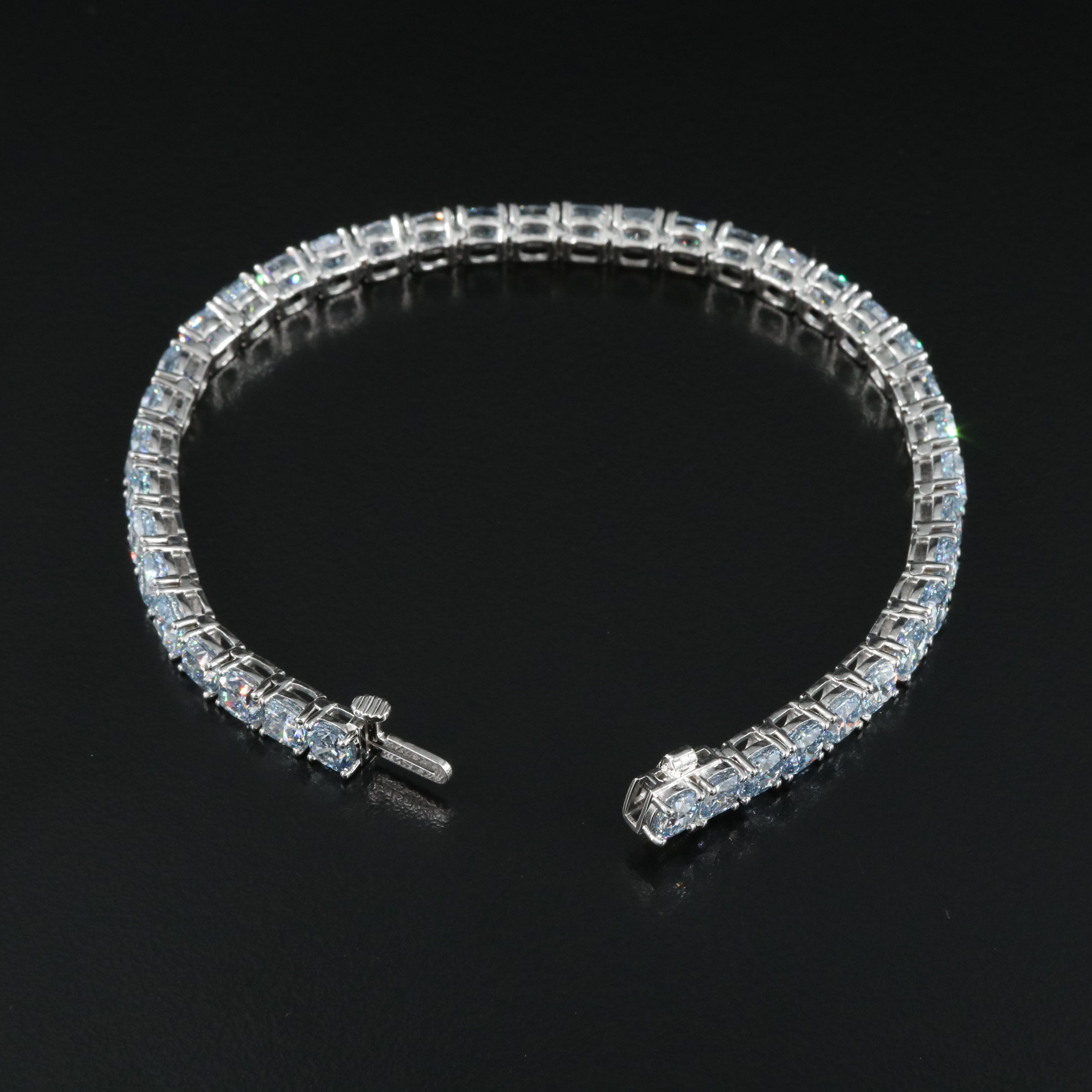 14K 18.00 CTW Lab Grown Fancy Blue Diamond Line Bracelet
