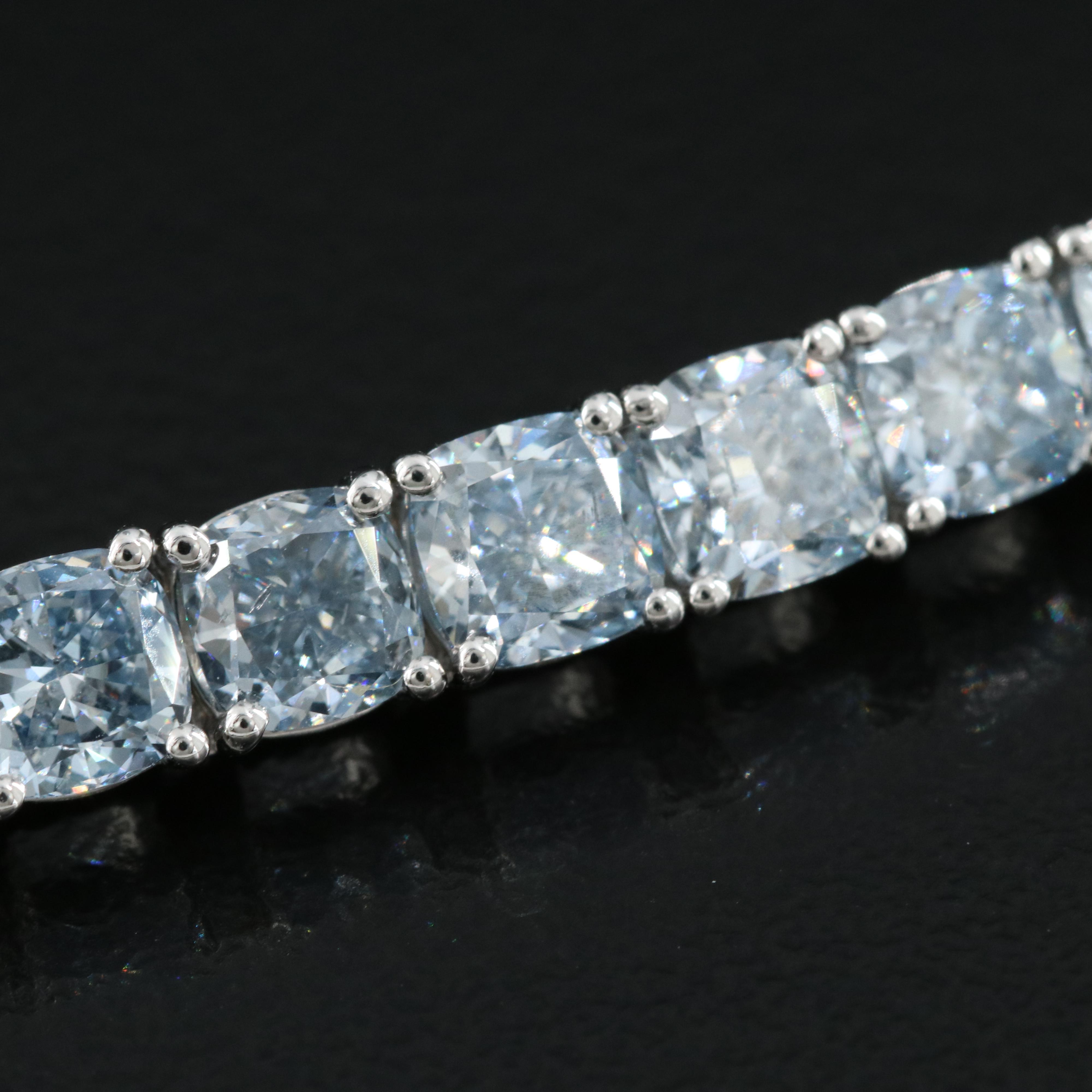 14K 18.00 CTW Lab Grown Fancy Blue Diamond Line Bracelet