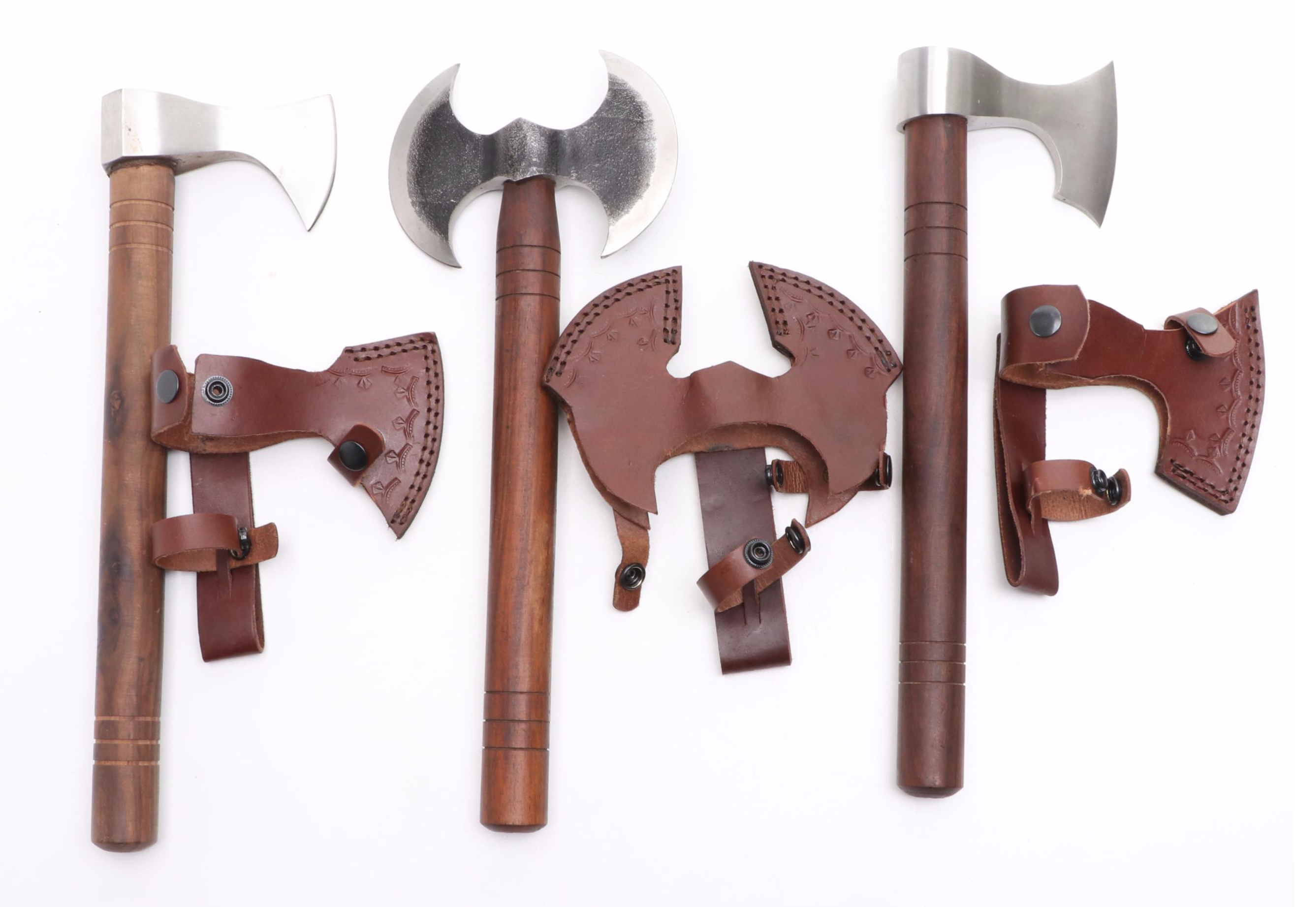 Hand-Forged Wooden Handled Hatchets and Double-Sided Axe