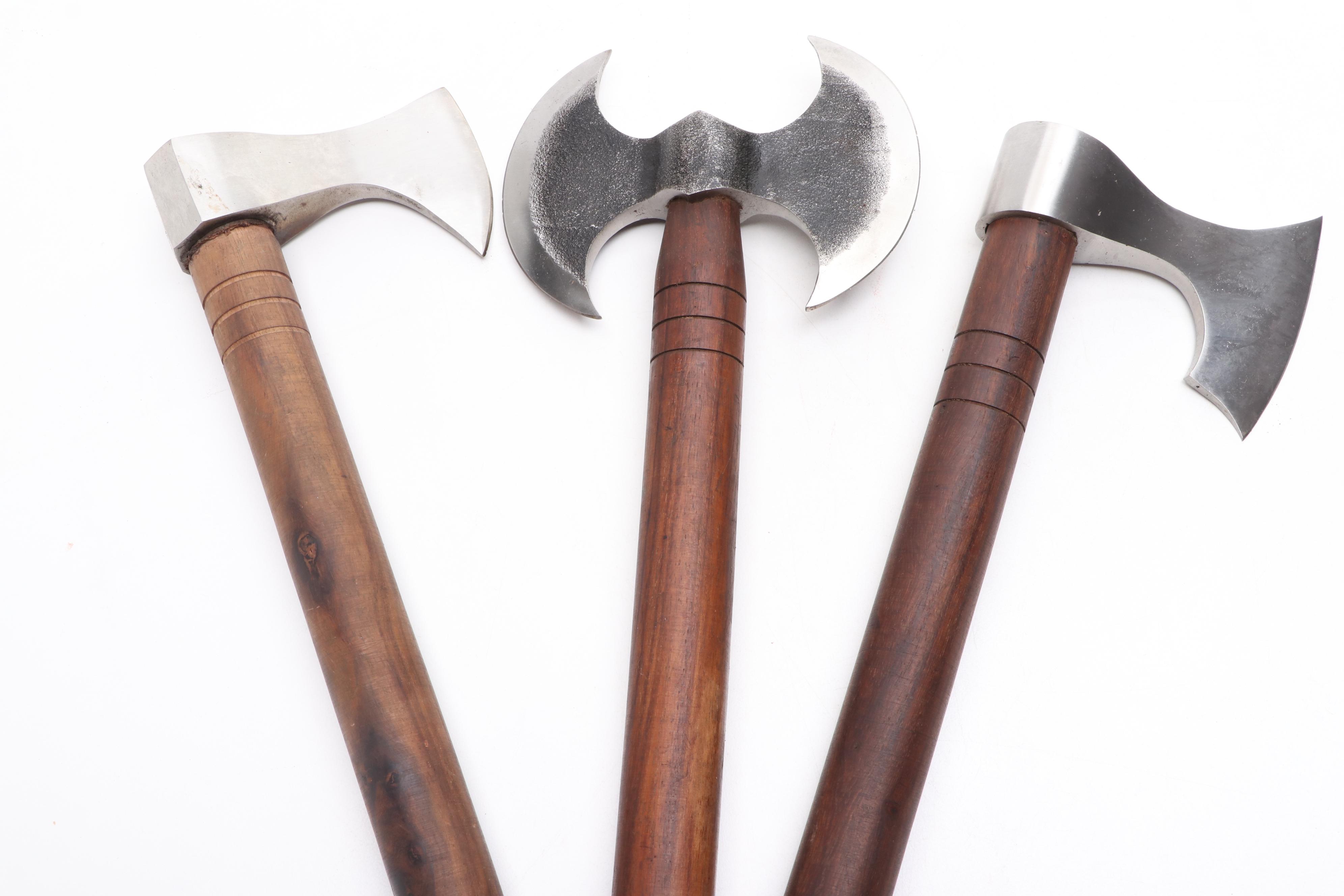 Hand-Forged Wooden Handled Hatchets and Double-Sided Axe