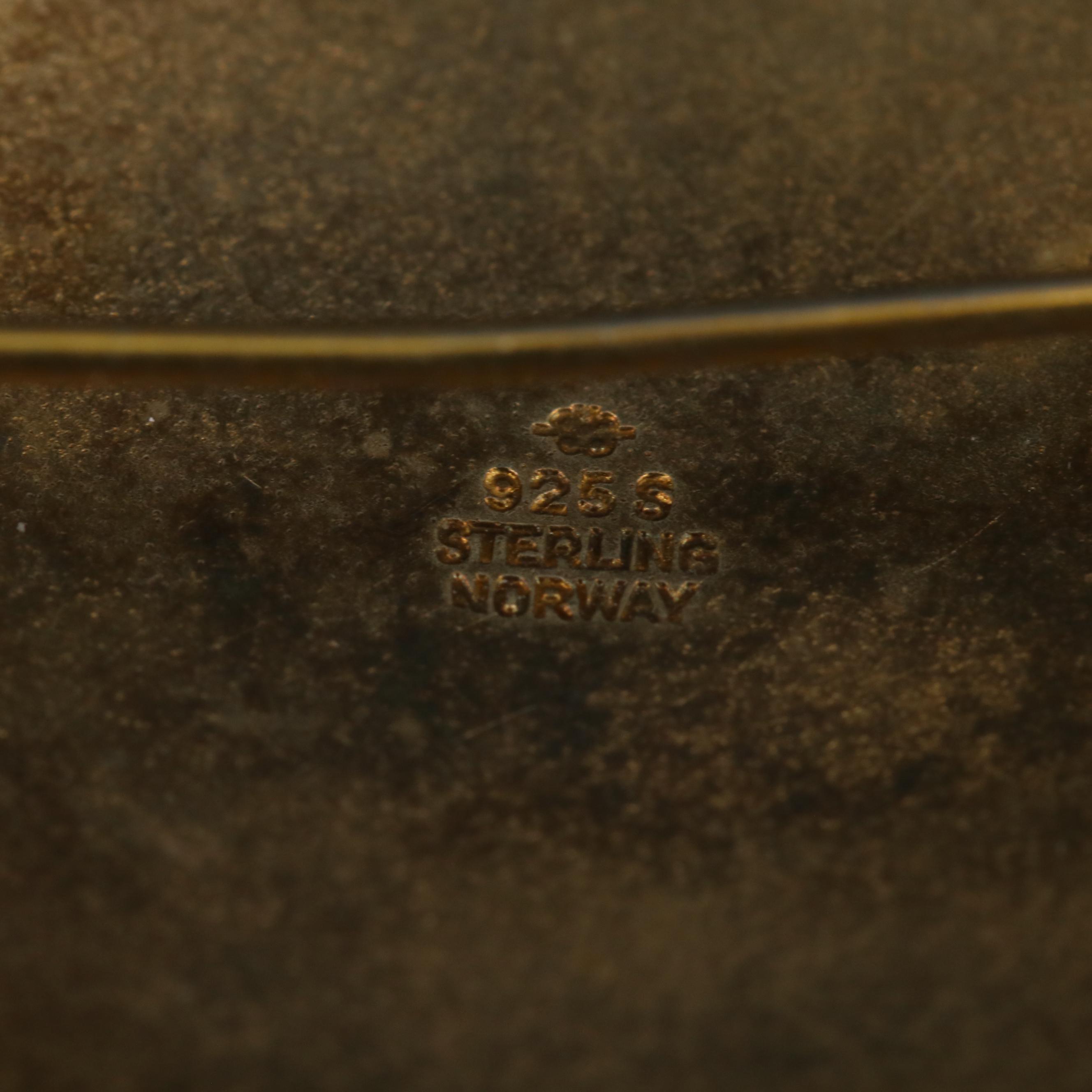 Olaf Hjortdahl Sterling and Enamel Viking Ship Pin