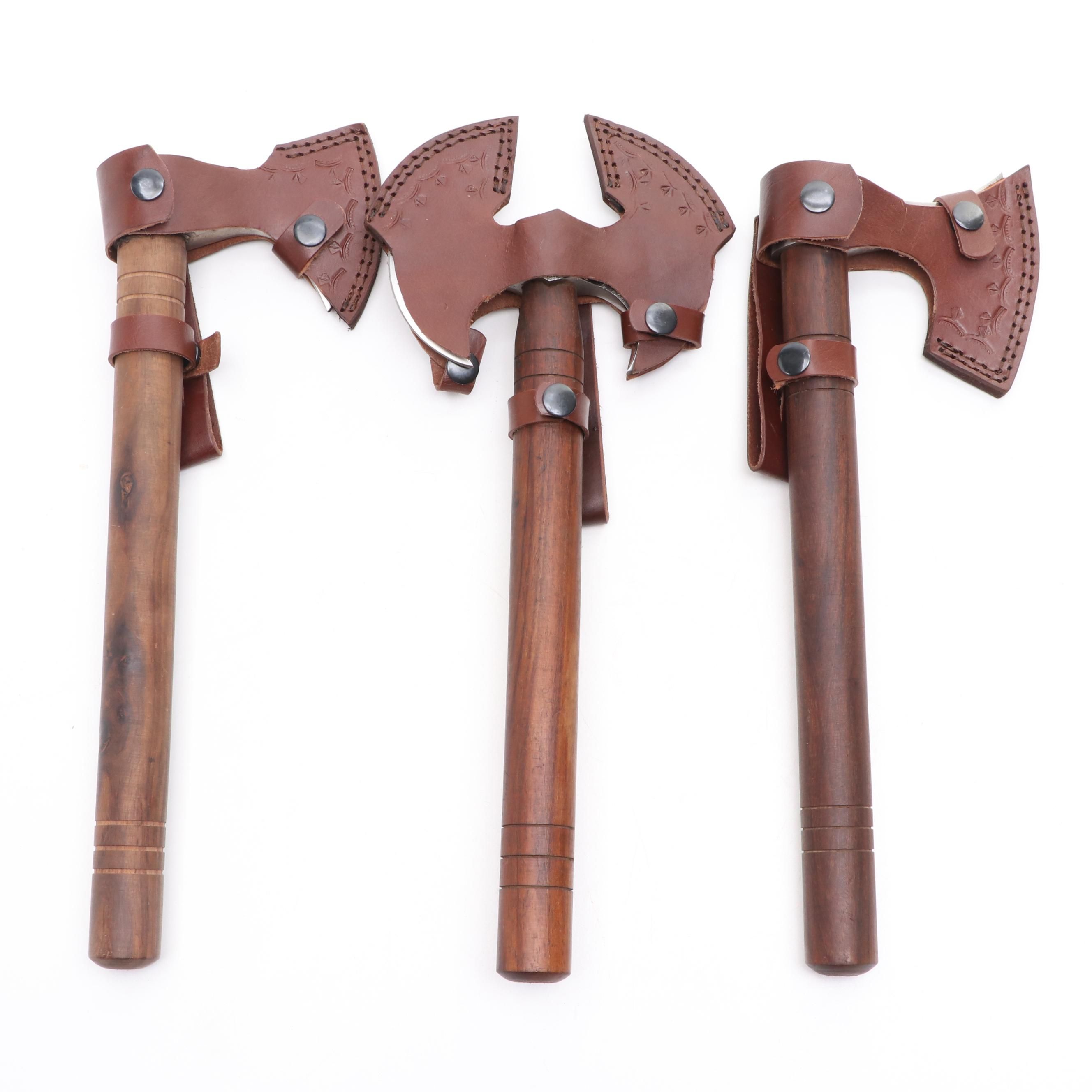 Hand-Forged Wooden Handled Hatchets and Double-Sided Axe