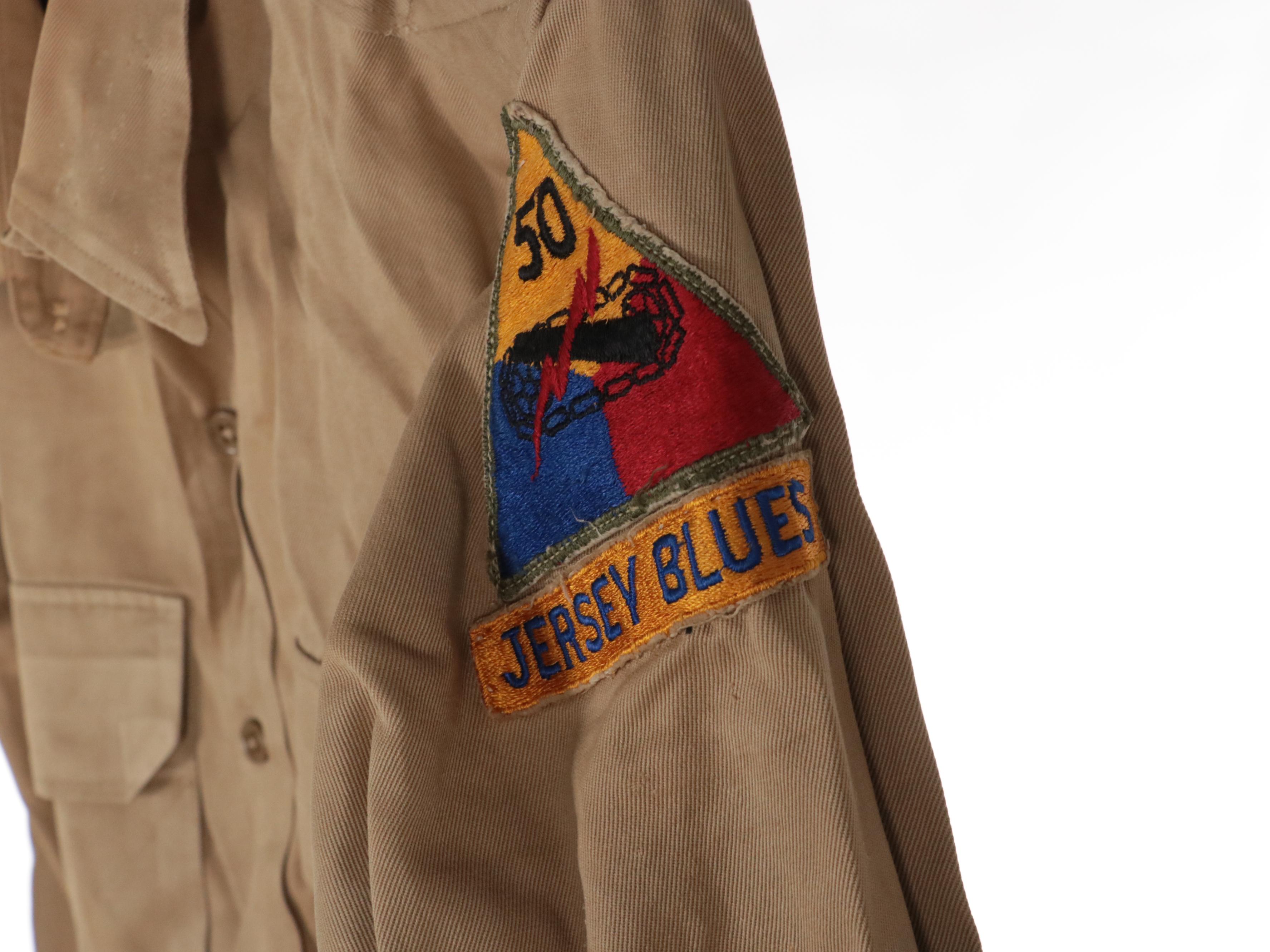 Post WWII Era 50th Armored Division Officer's Coat, Shirts, and Field Jackets