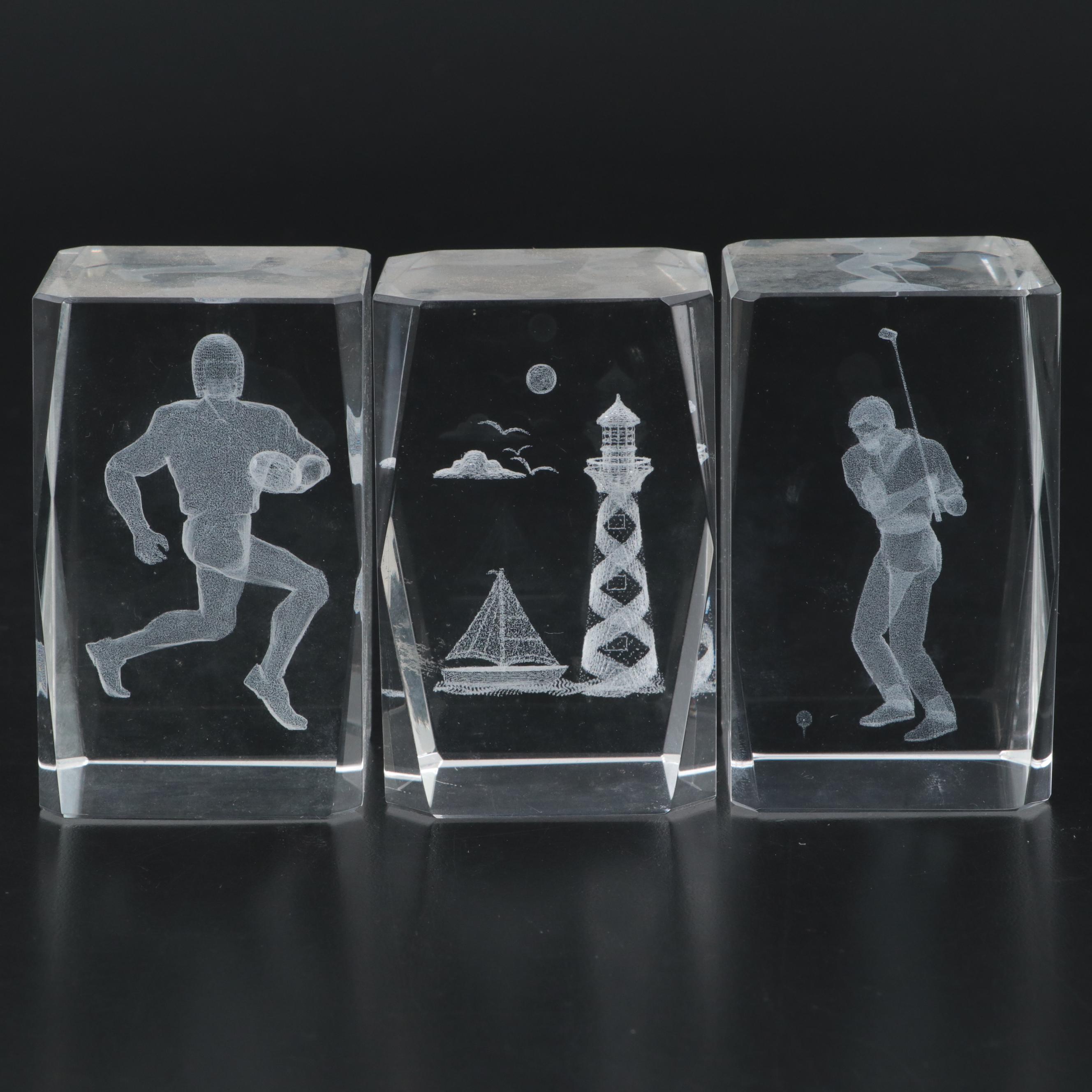3D Laser Etched Crystal Paperweights