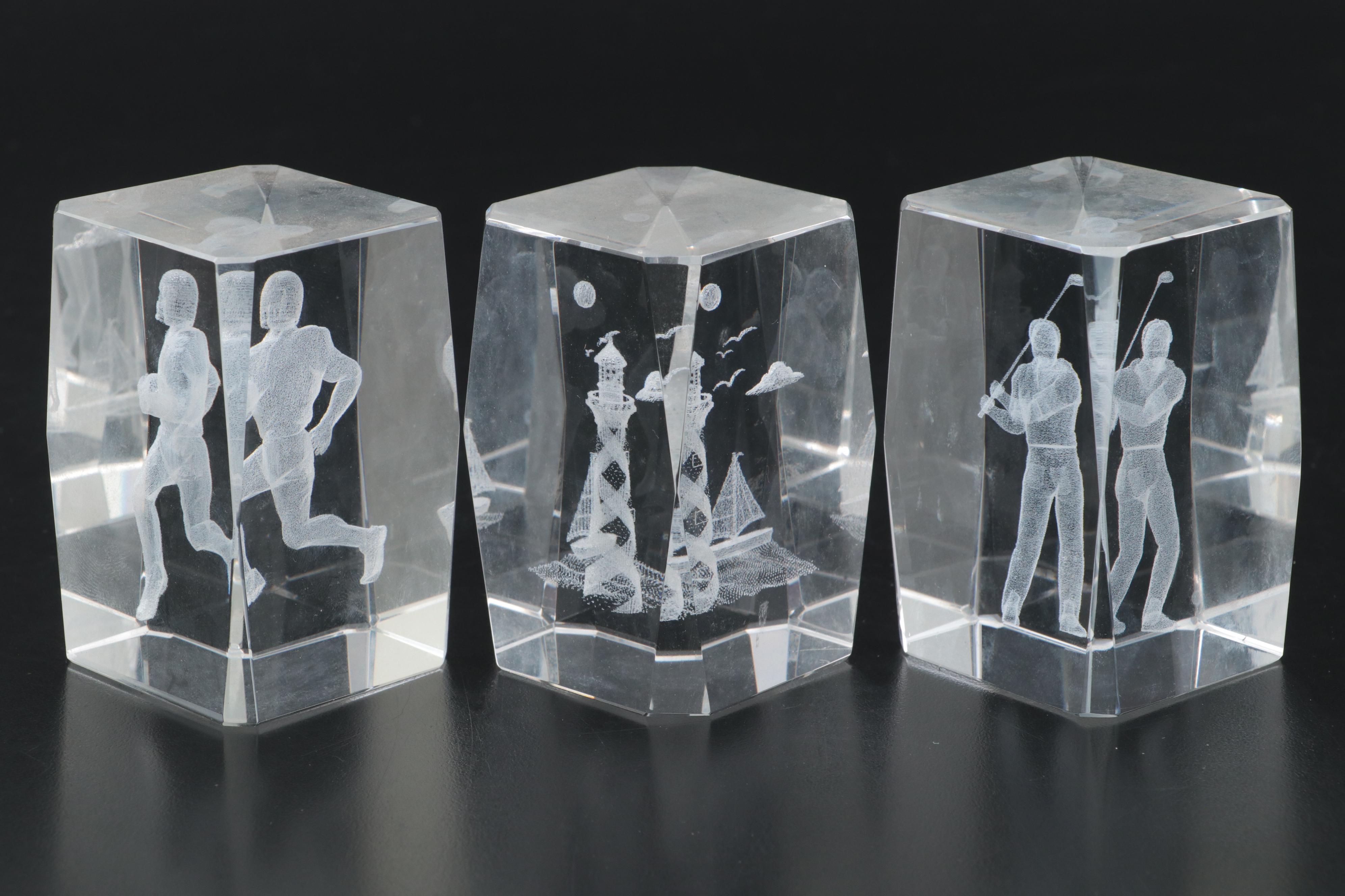 3D Laser Etched Crystal Paperweights