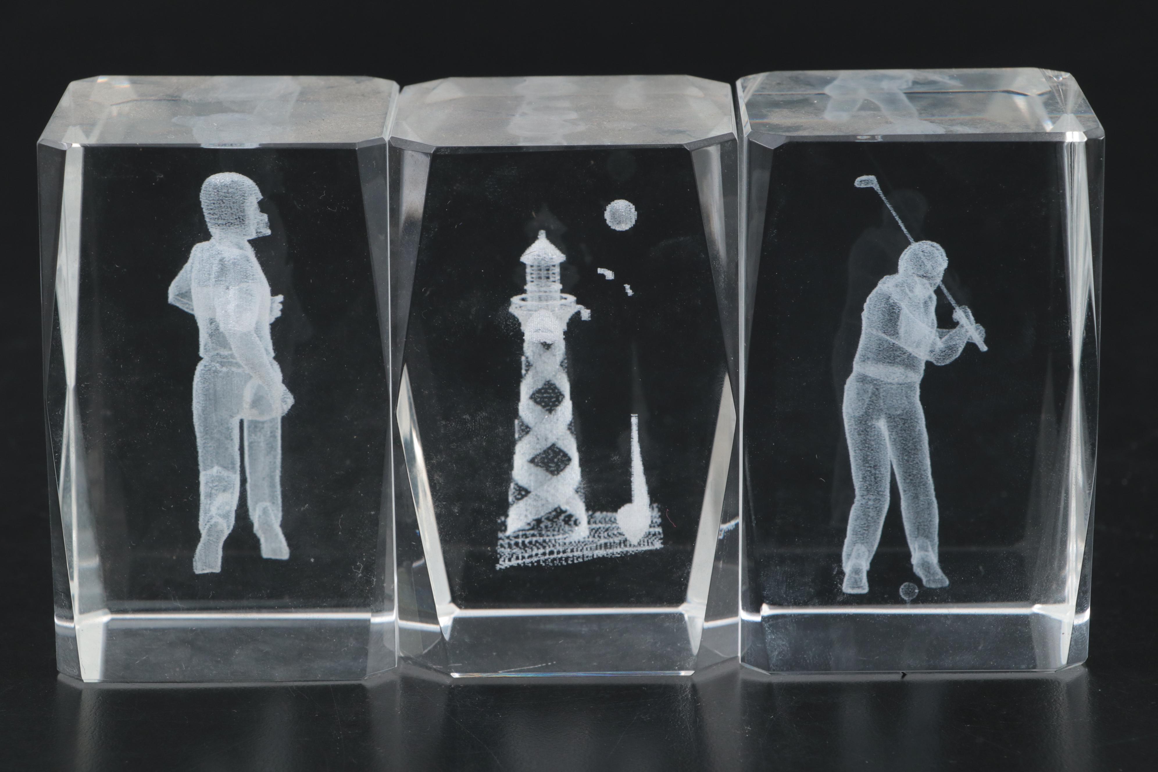 3D Laser Etched Crystal Paperweights