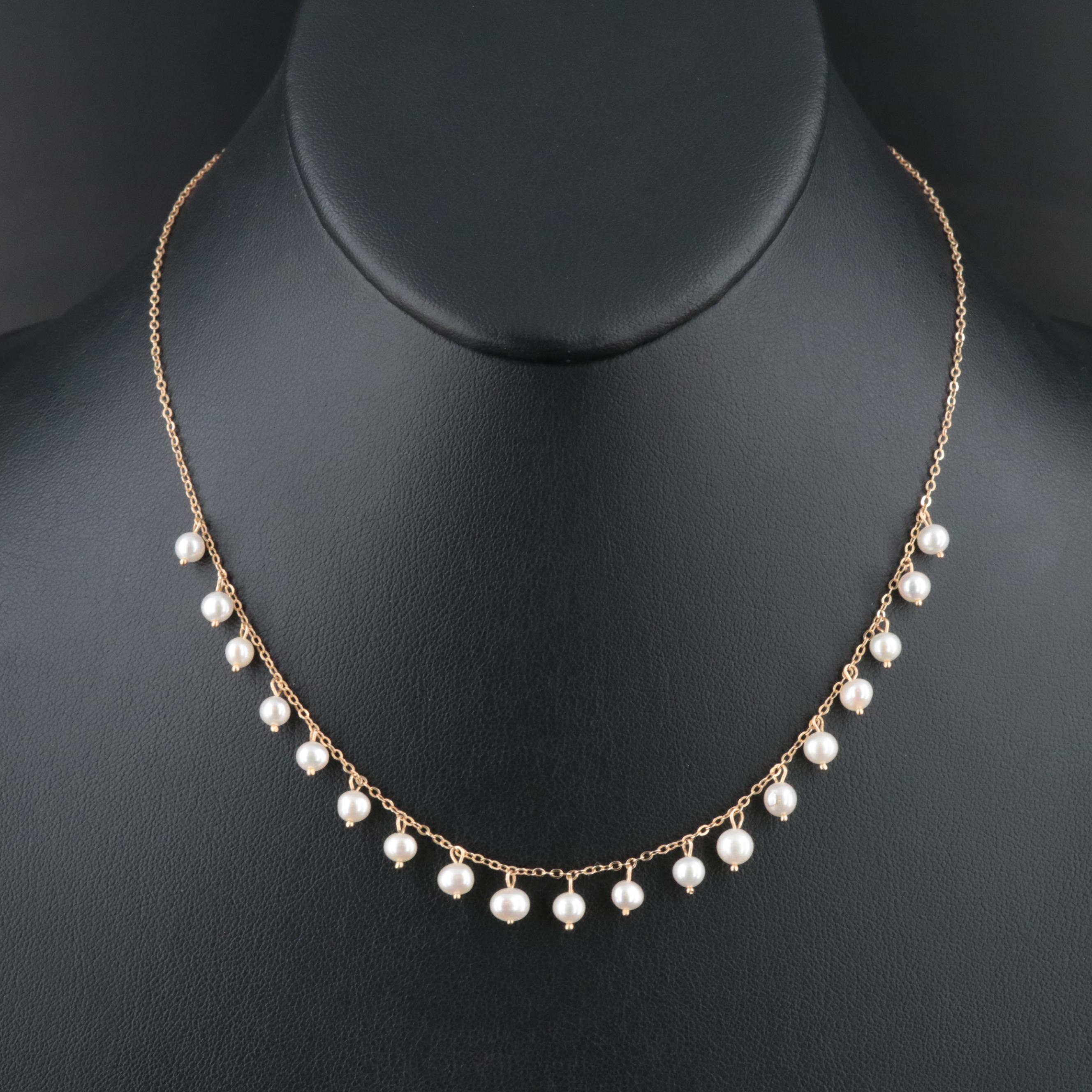 14K Pearl Necklace and Earrings