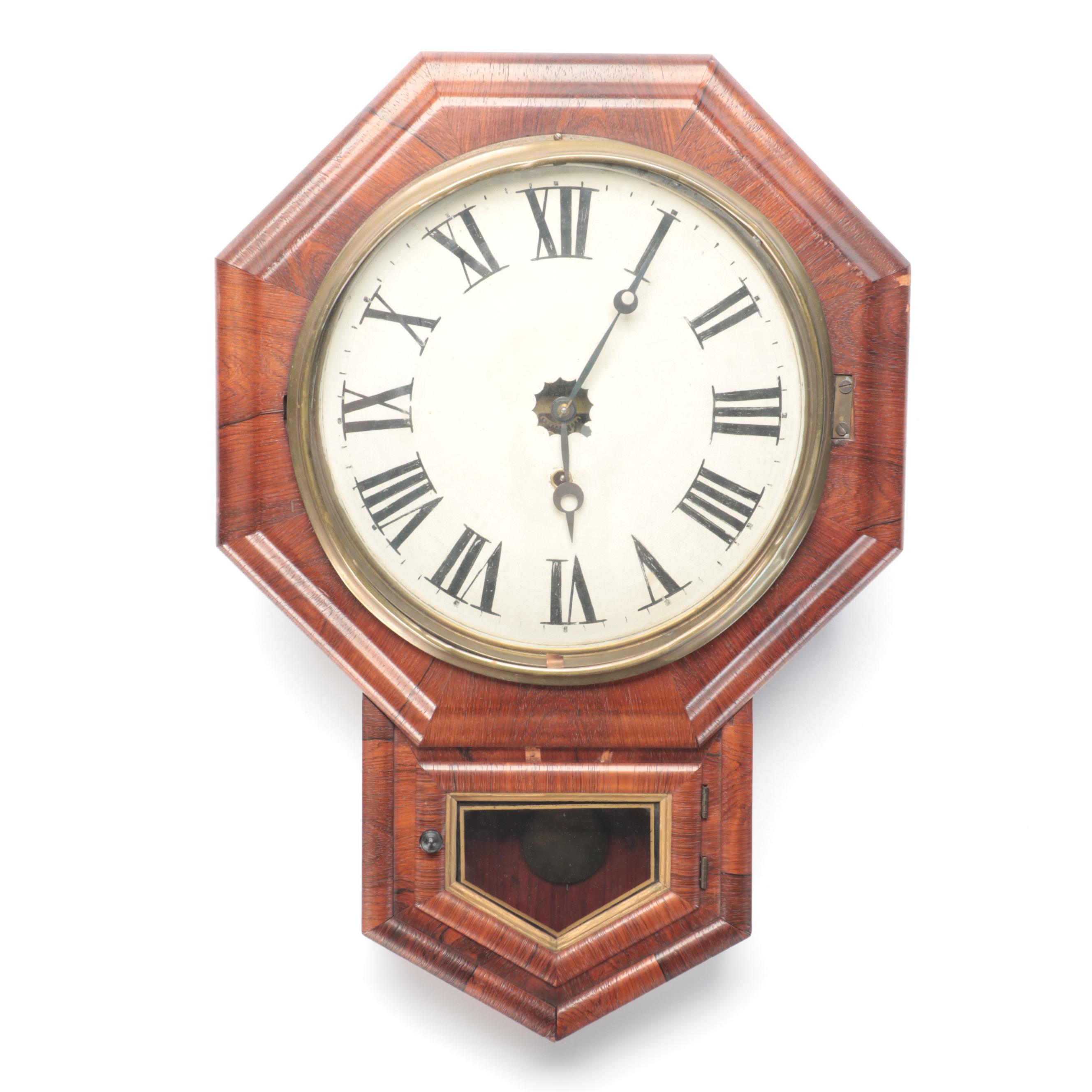 E. N. Welch Manufacturing Co. Wood Octagon Regulator Wall Clock