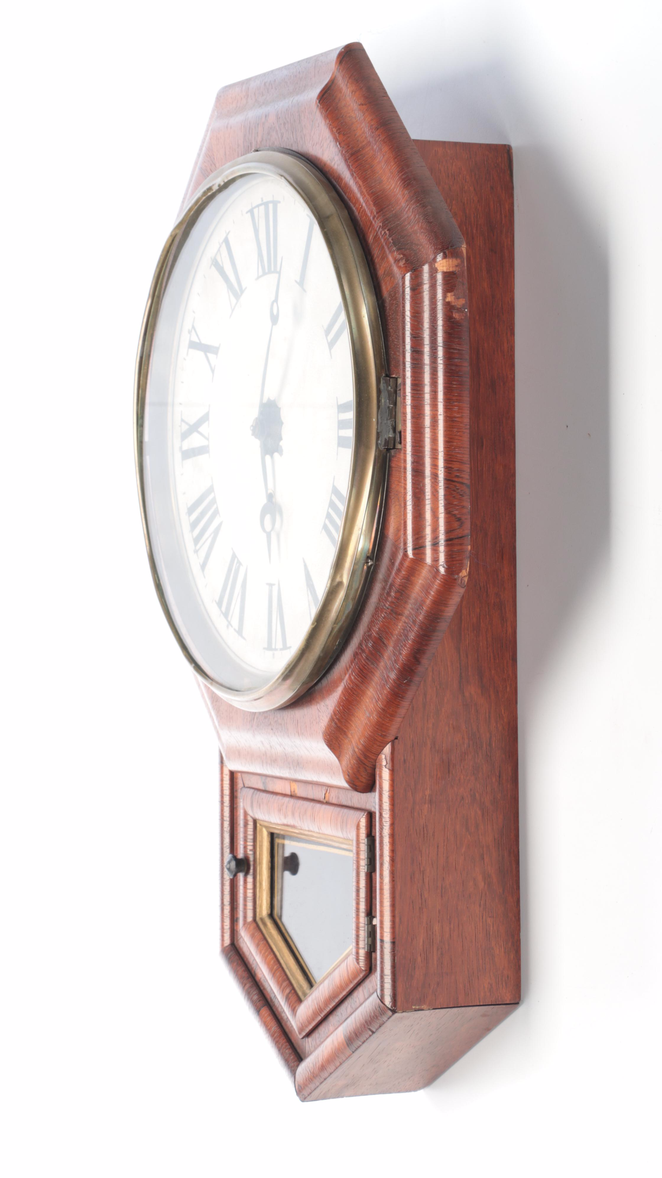 E. N. Welch Manufacturing Co. Wood Octagon Regulator Wall Clock