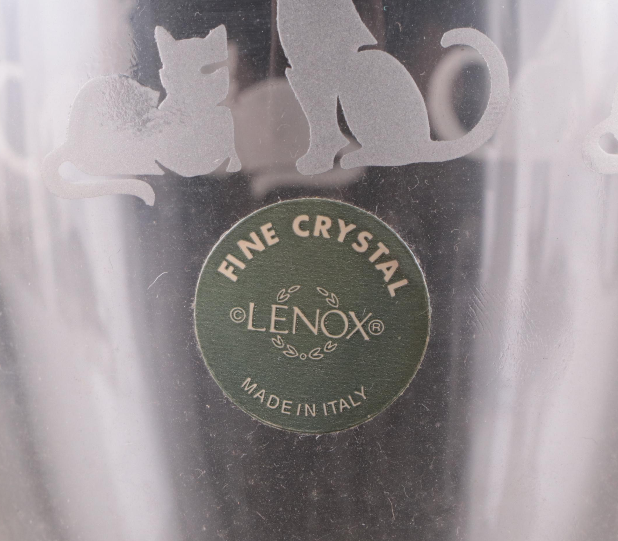 Lenox "Crystal Cats" Bowl and Footed Tumblers