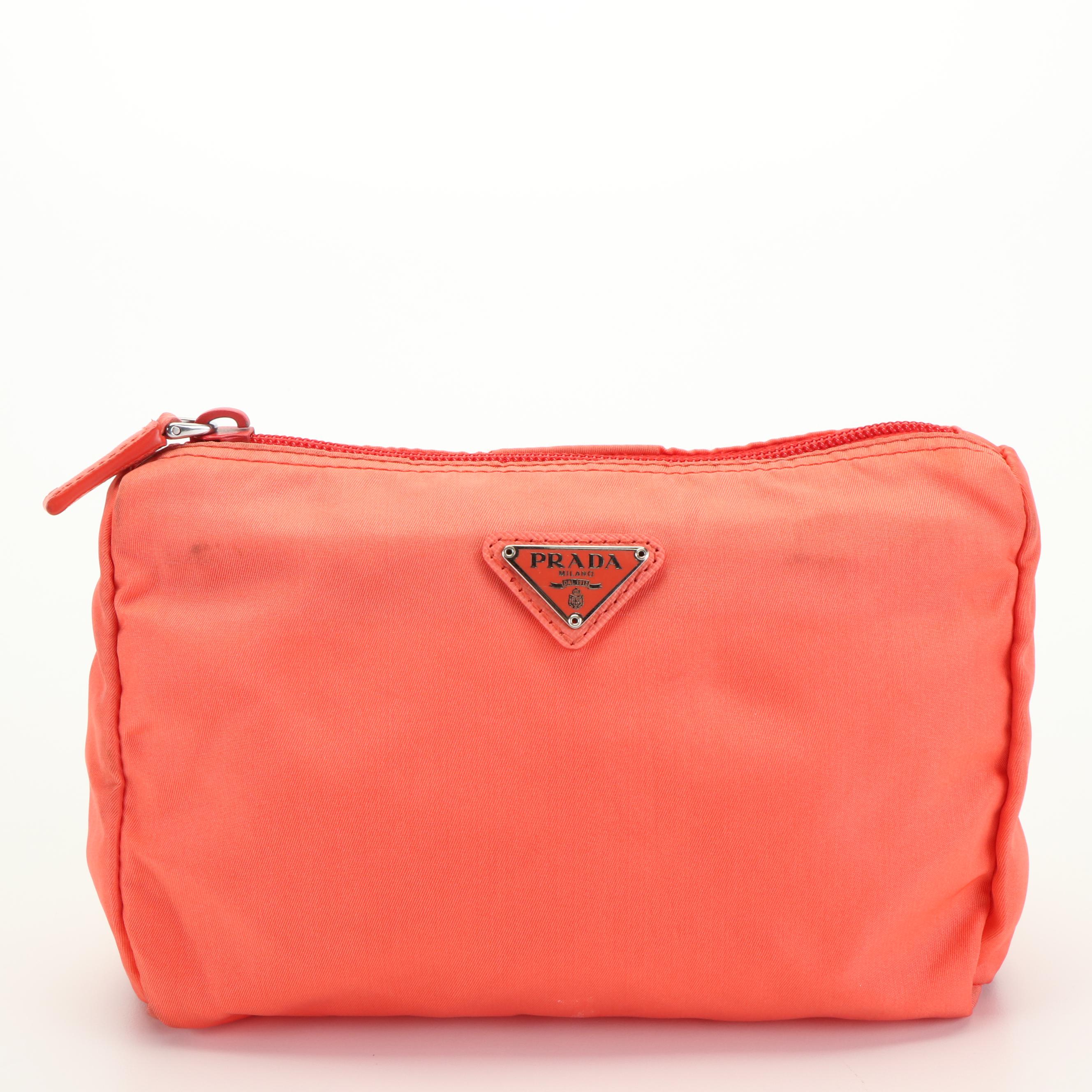 Prada Cosmetics Pouch in Orange Nylon