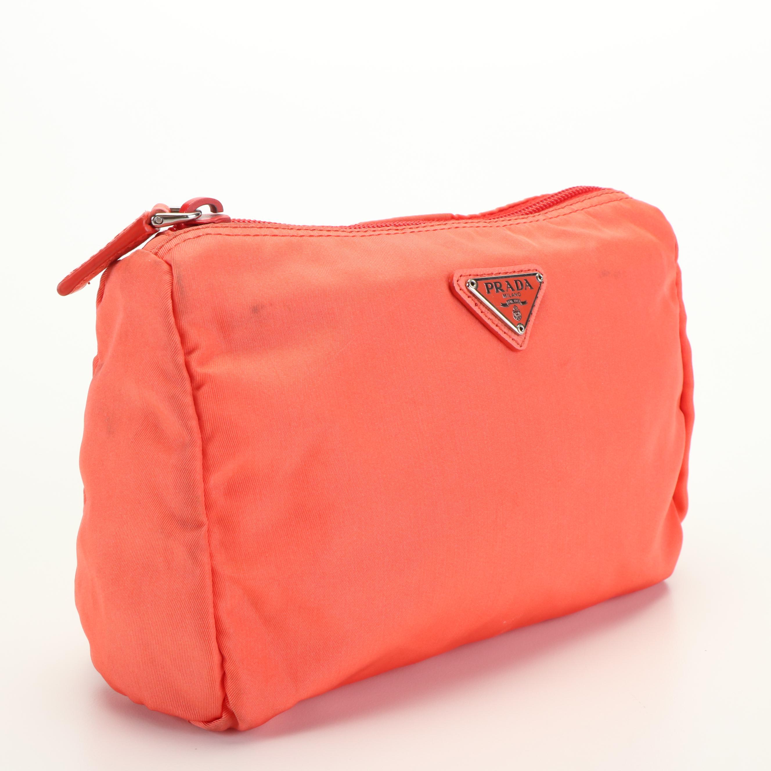 Prada Cosmetics Pouch in Orange Nylon