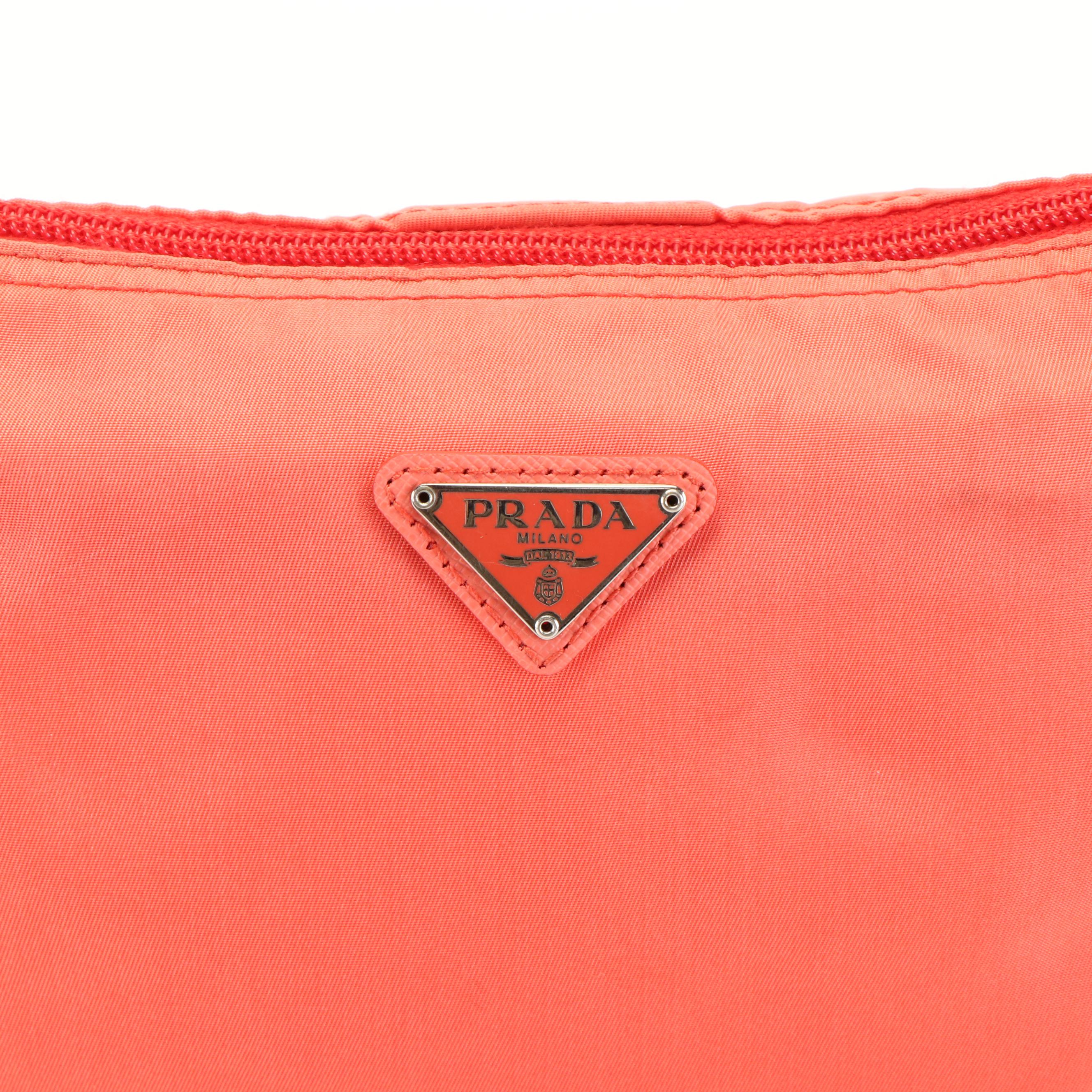 Prada Cosmetics Pouch in Orange Nylon