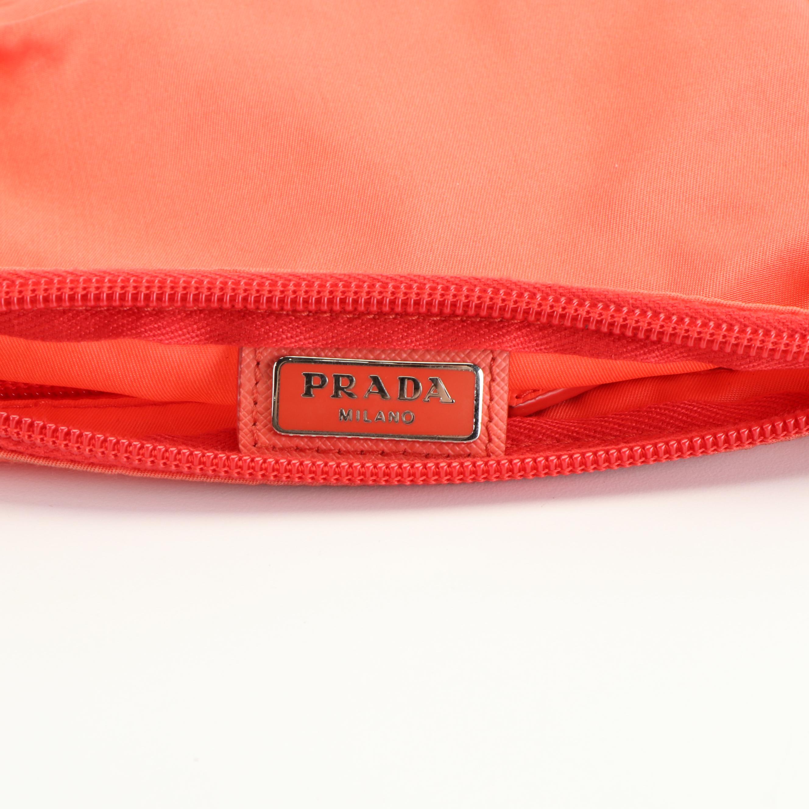 Prada Cosmetics Pouch in Orange Nylon