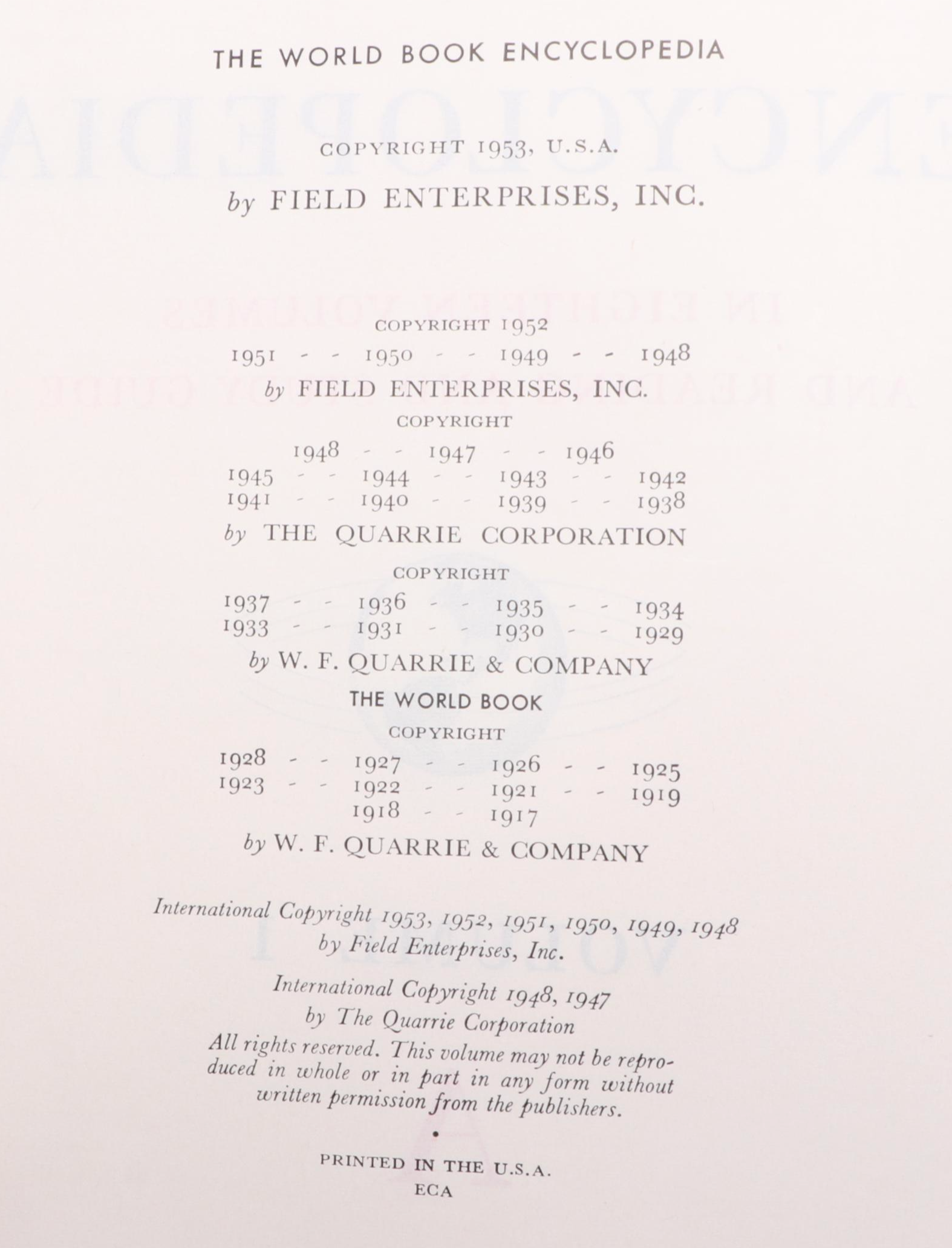 "The World Book Encyclopedia" Eighteen-Volume Set with Supplement