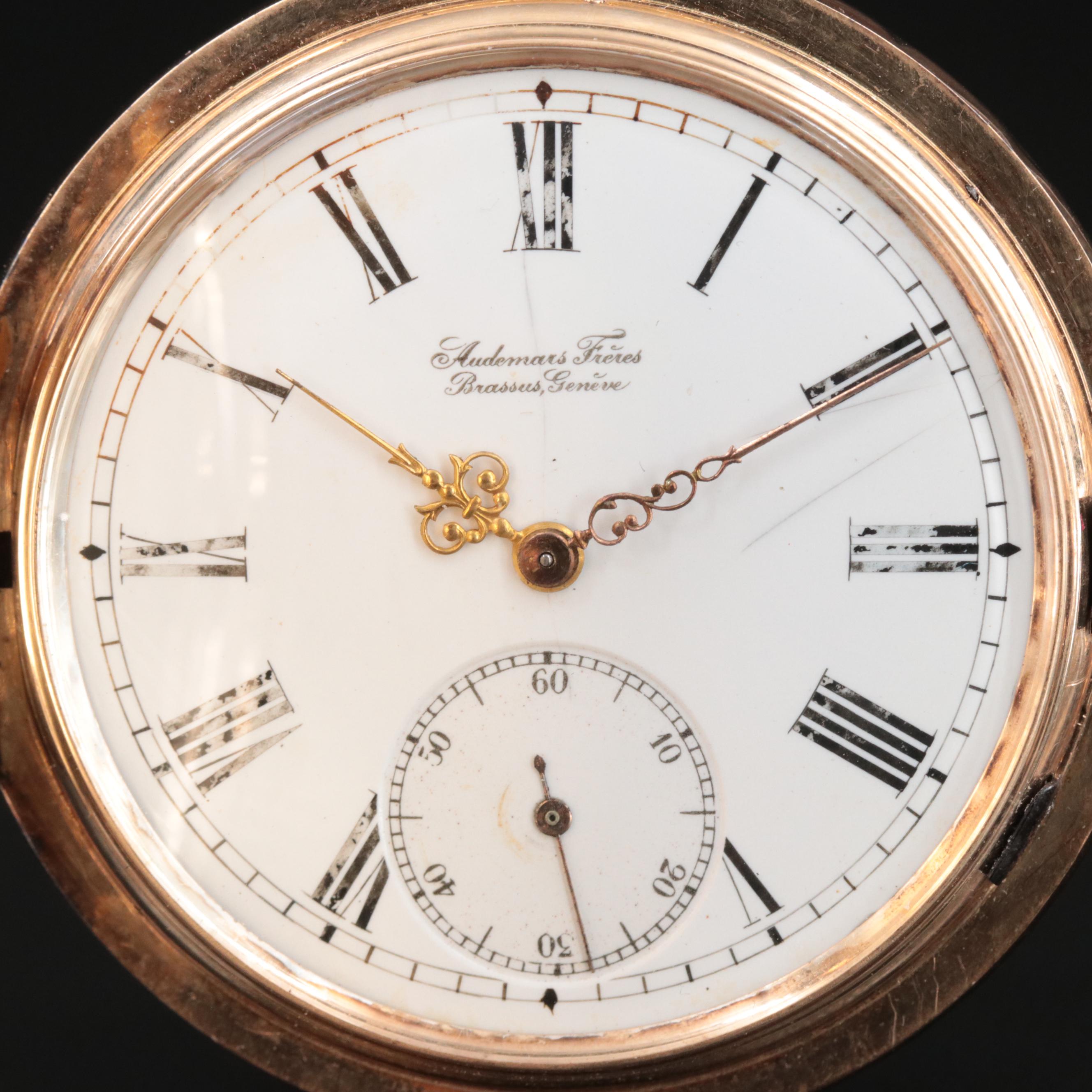 Antique 14K Audemars Freres Brassus, Geneve Hunting Case Pocket Watch