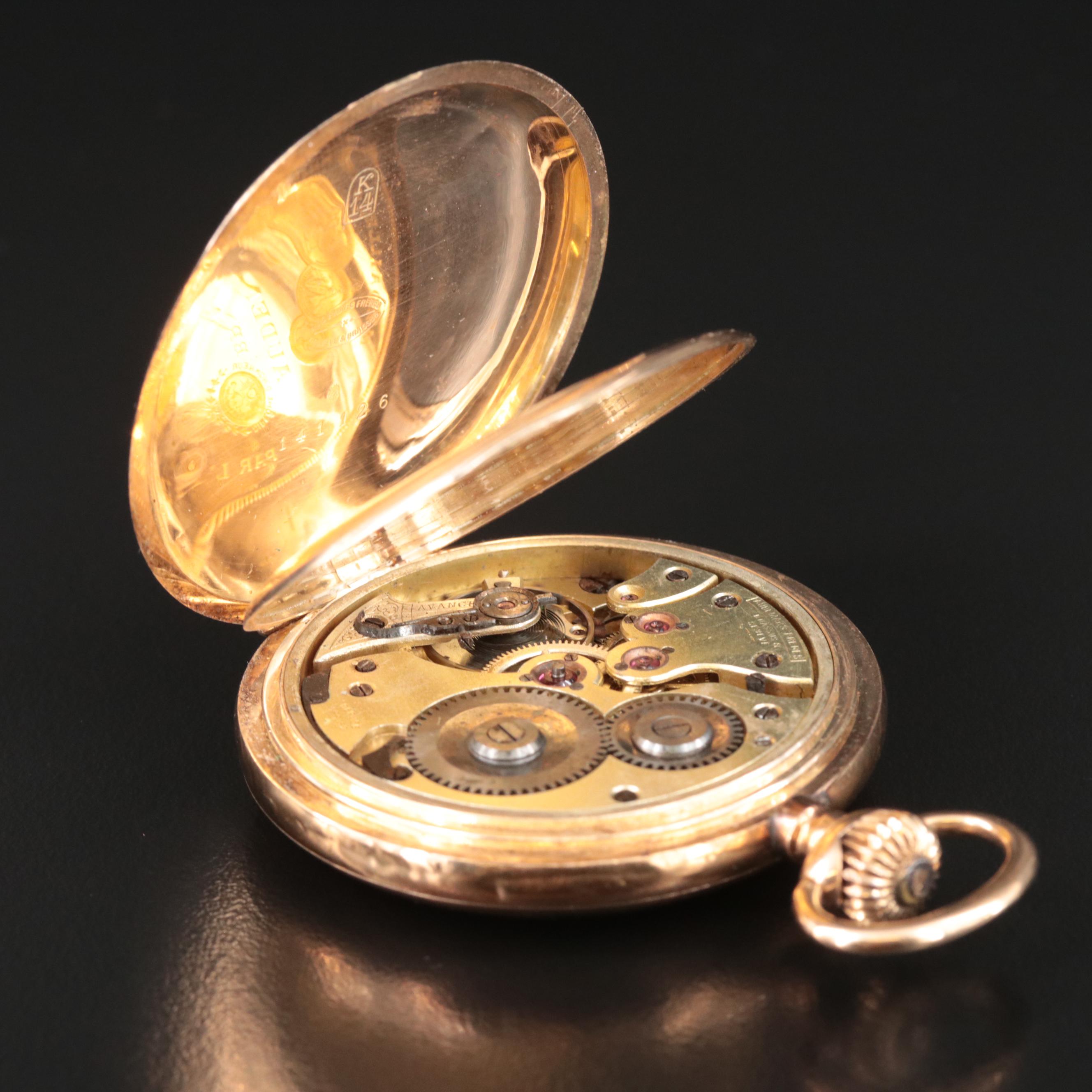 Antique 14K Audemars Freres Brassus, Geneve Hunting Case Pocket Watch