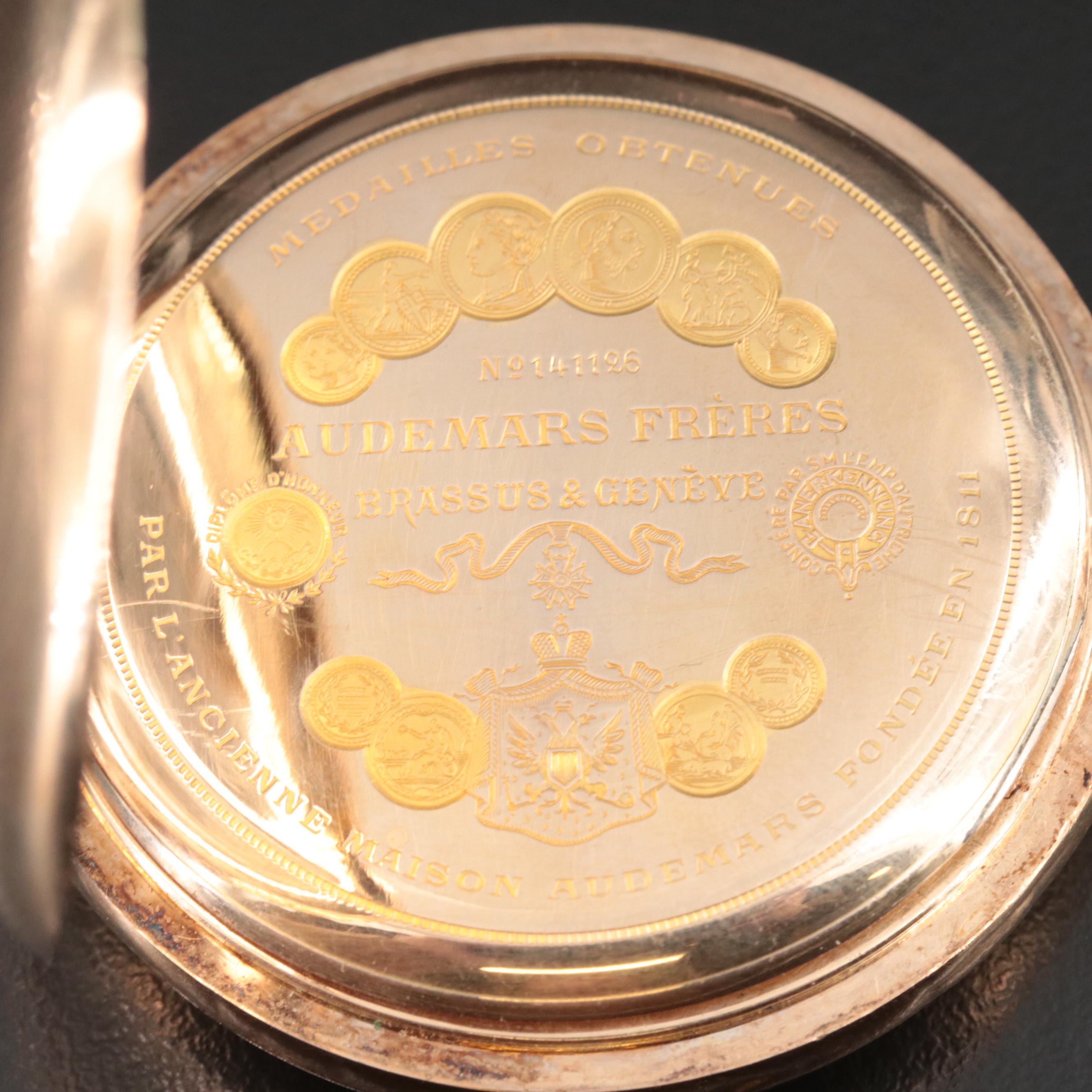 Antique 14K Audemars Freres Brassus, Geneve Hunting Case Pocket Watch