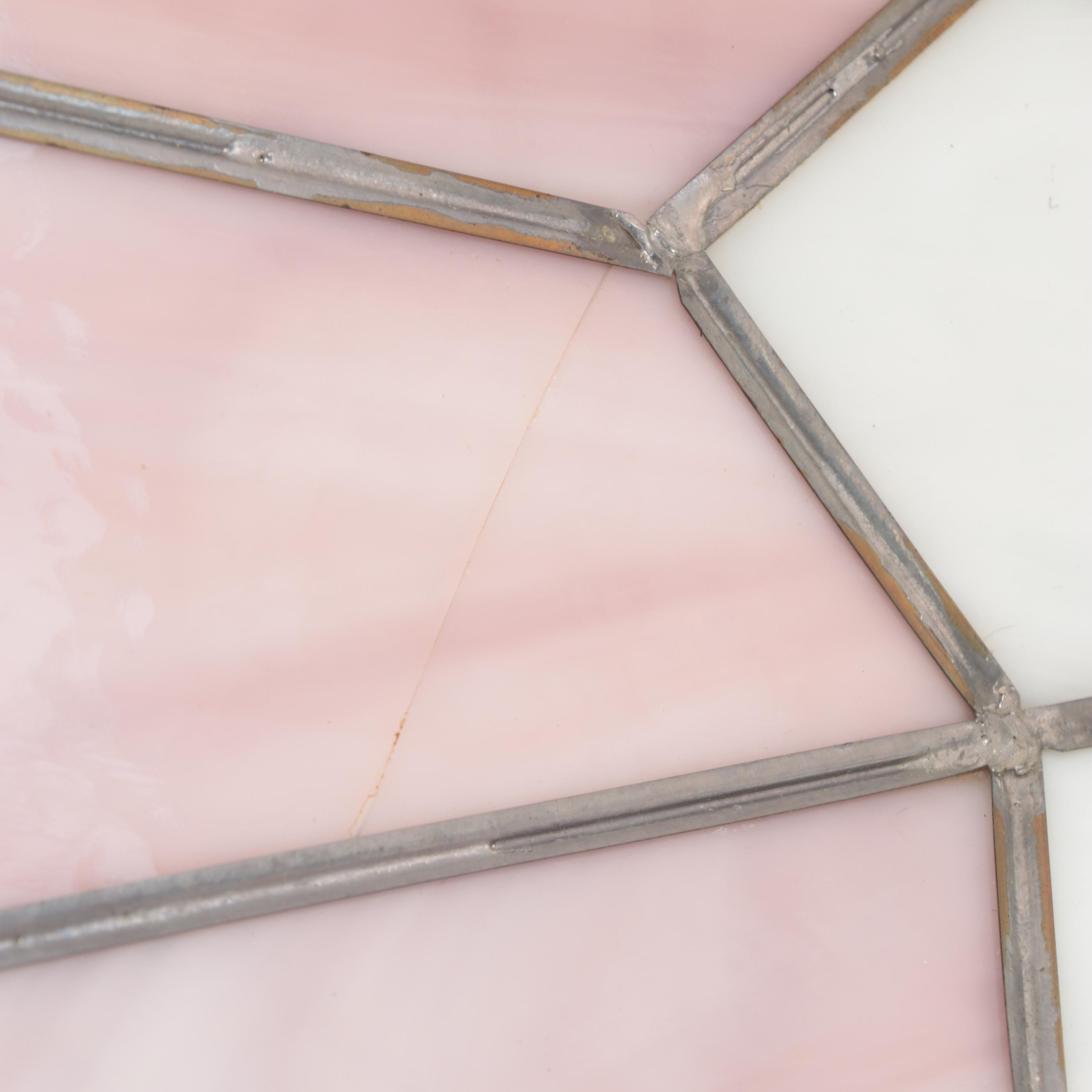 Art Deco Style Pink and White Slag Glass Pendant Light