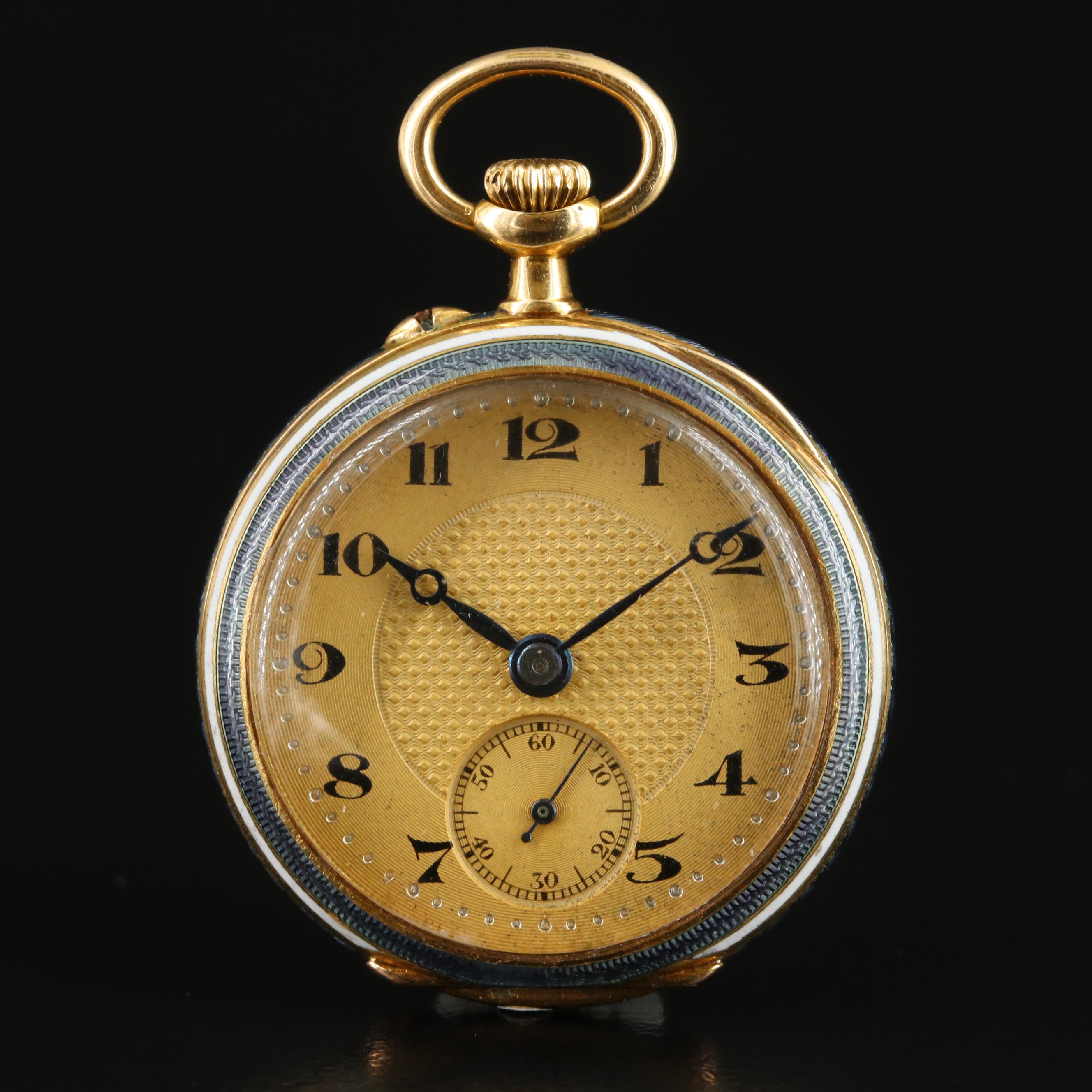 18K and Enamel Vintage Swiss Pendant Watch
