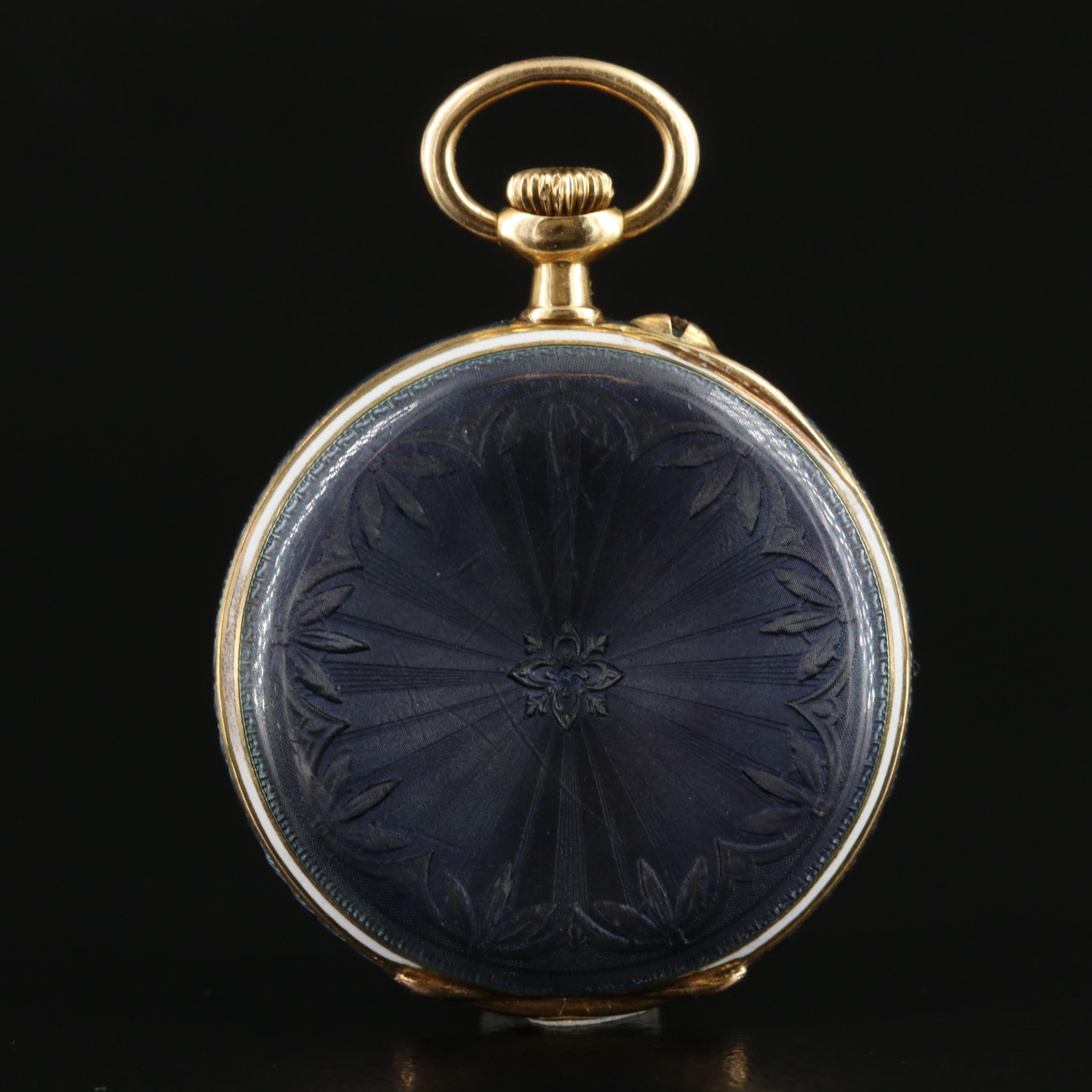 18K and Enamel Vintage Swiss Pendant Watch