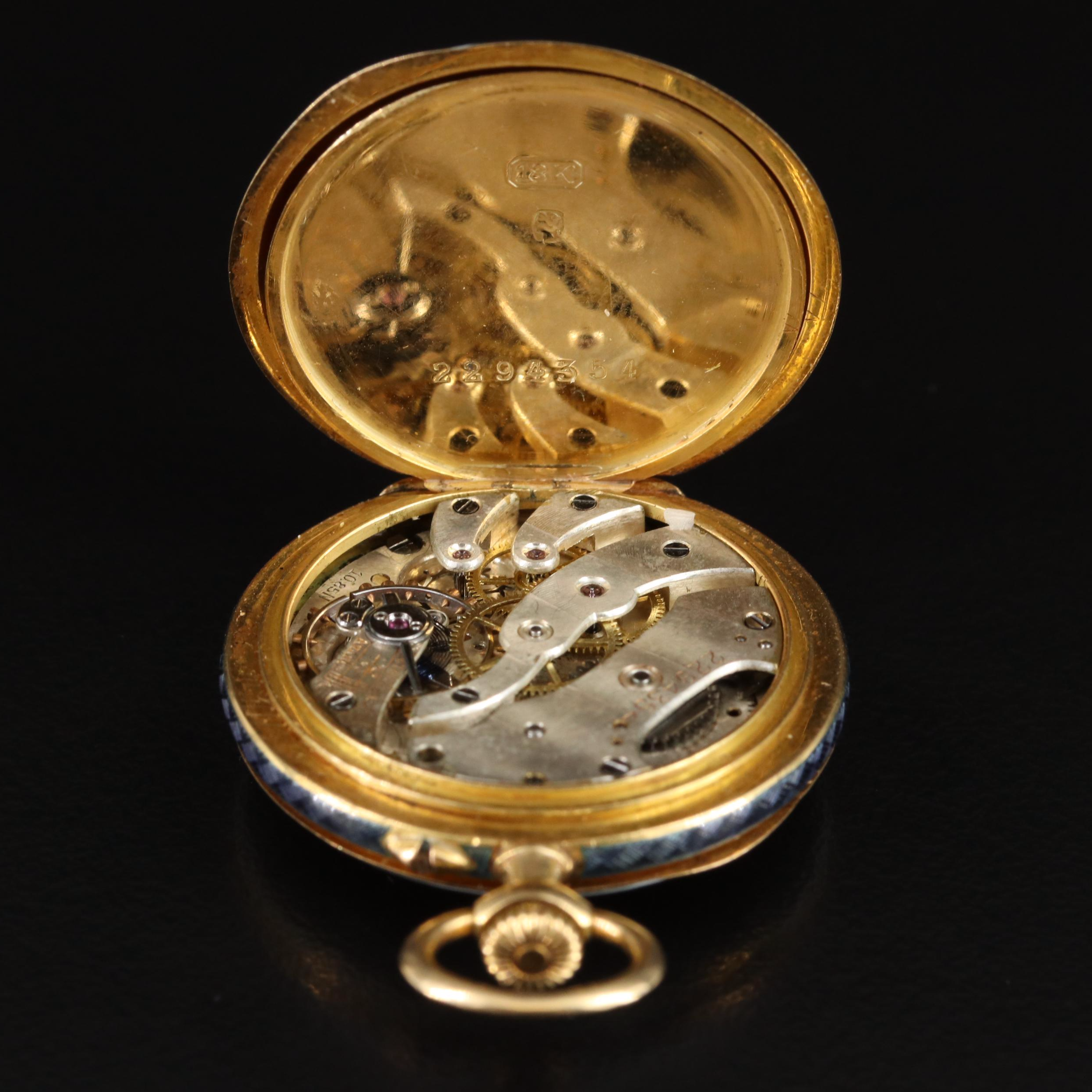 18K and Enamel Vintage Swiss Pendant Watch