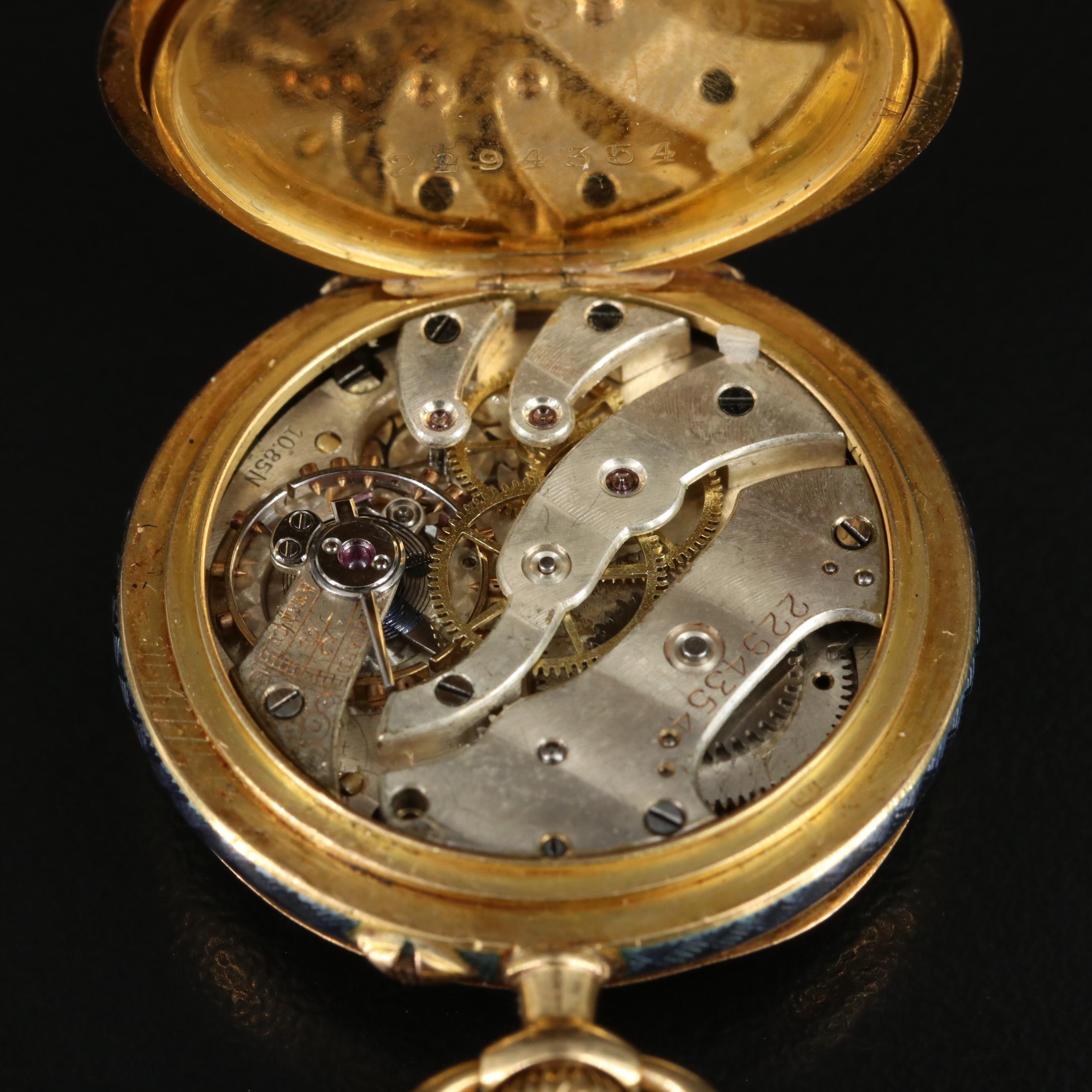 18K and Enamel Vintage Swiss Pendant Watch