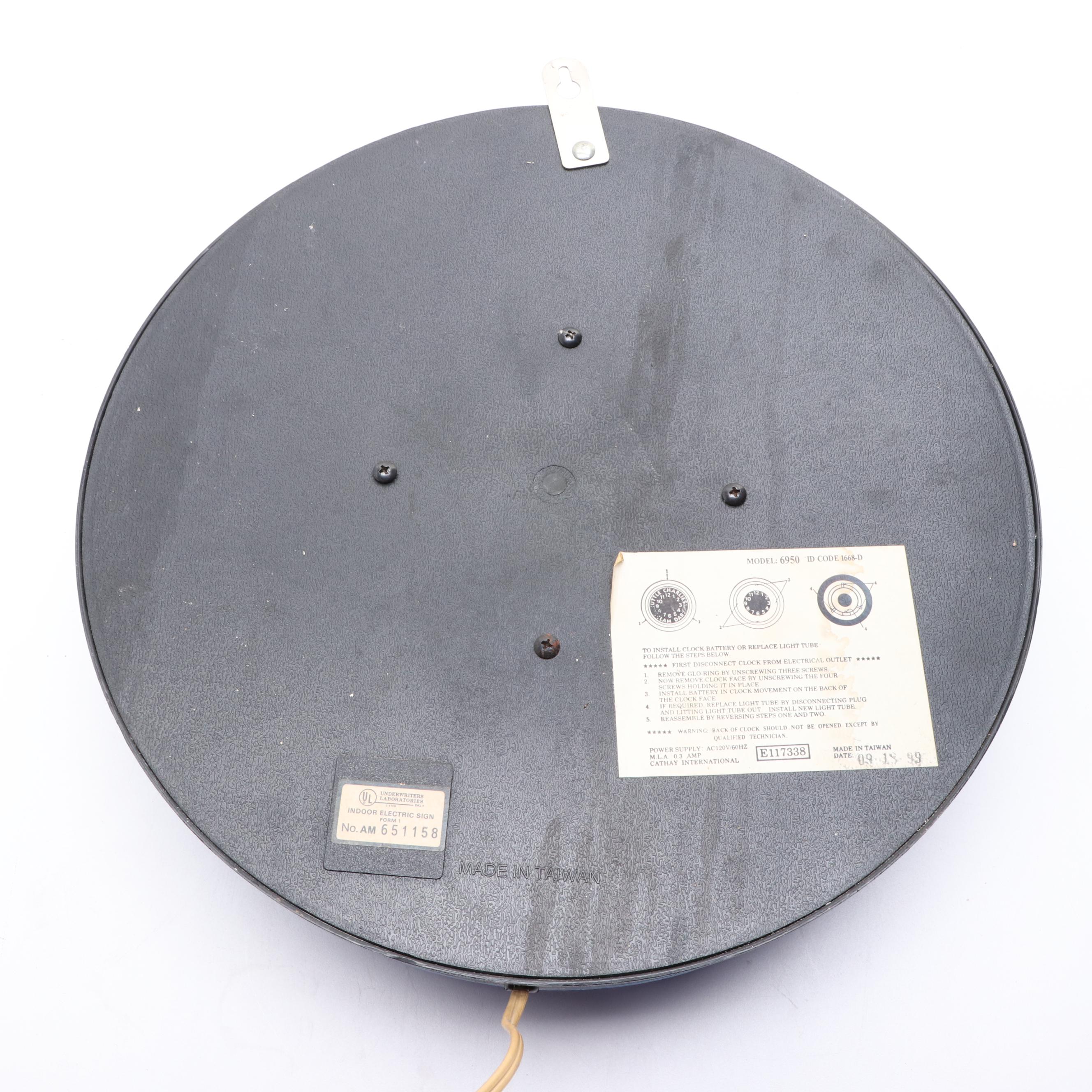 Cup-O-Java Blue Illuminated Wall Clock, 1999