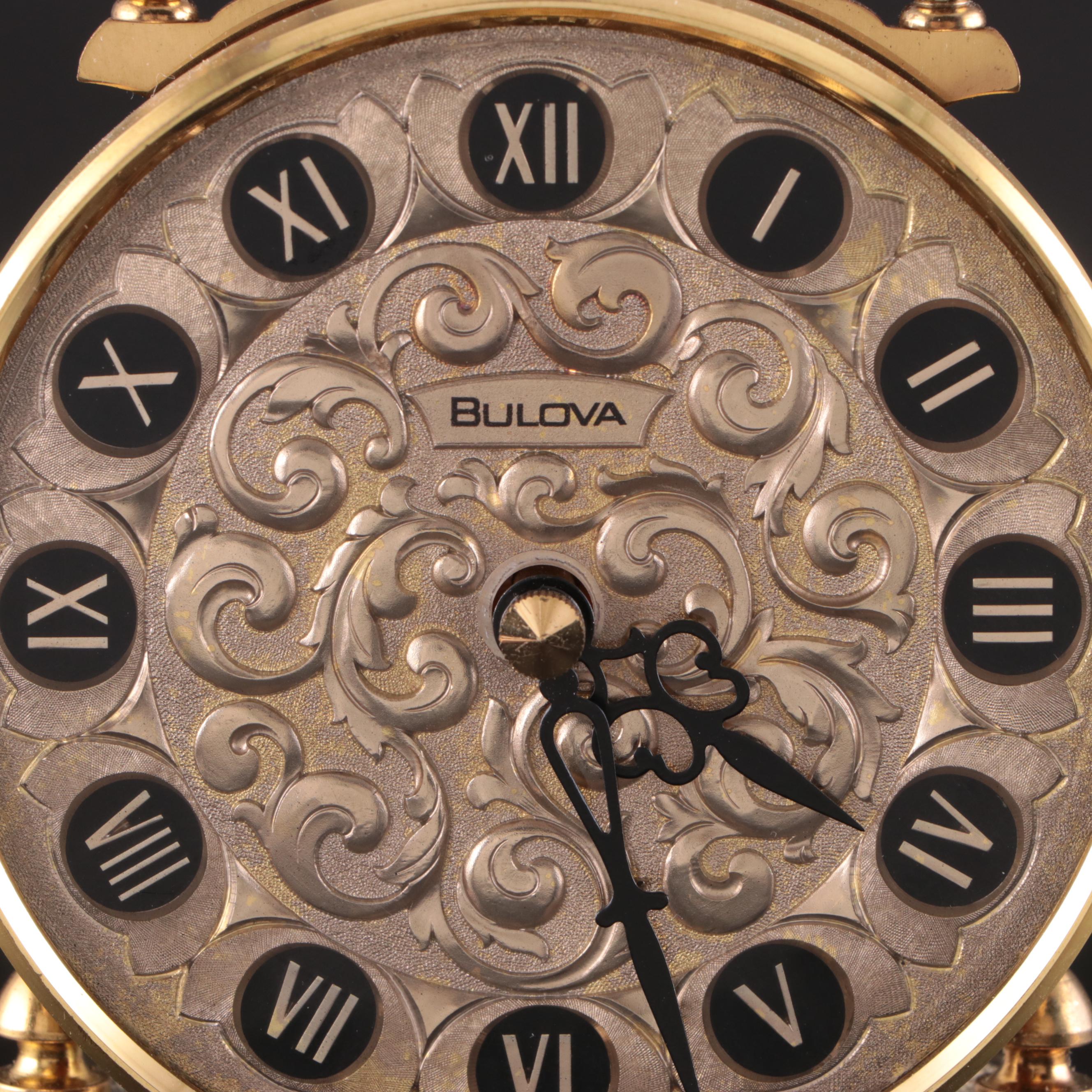 Swiss Bulova Carriage Alarm Clock with German Bulova Anniversary Clock